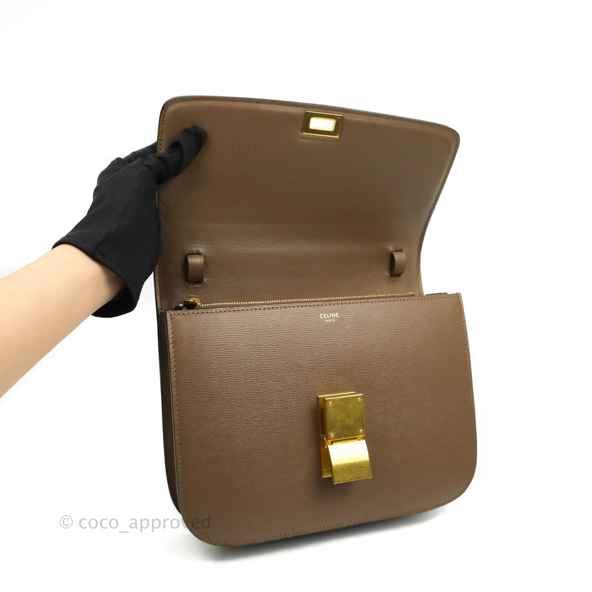 Celine Medium Classic Box Flap Bag Souris Liege Calfskin