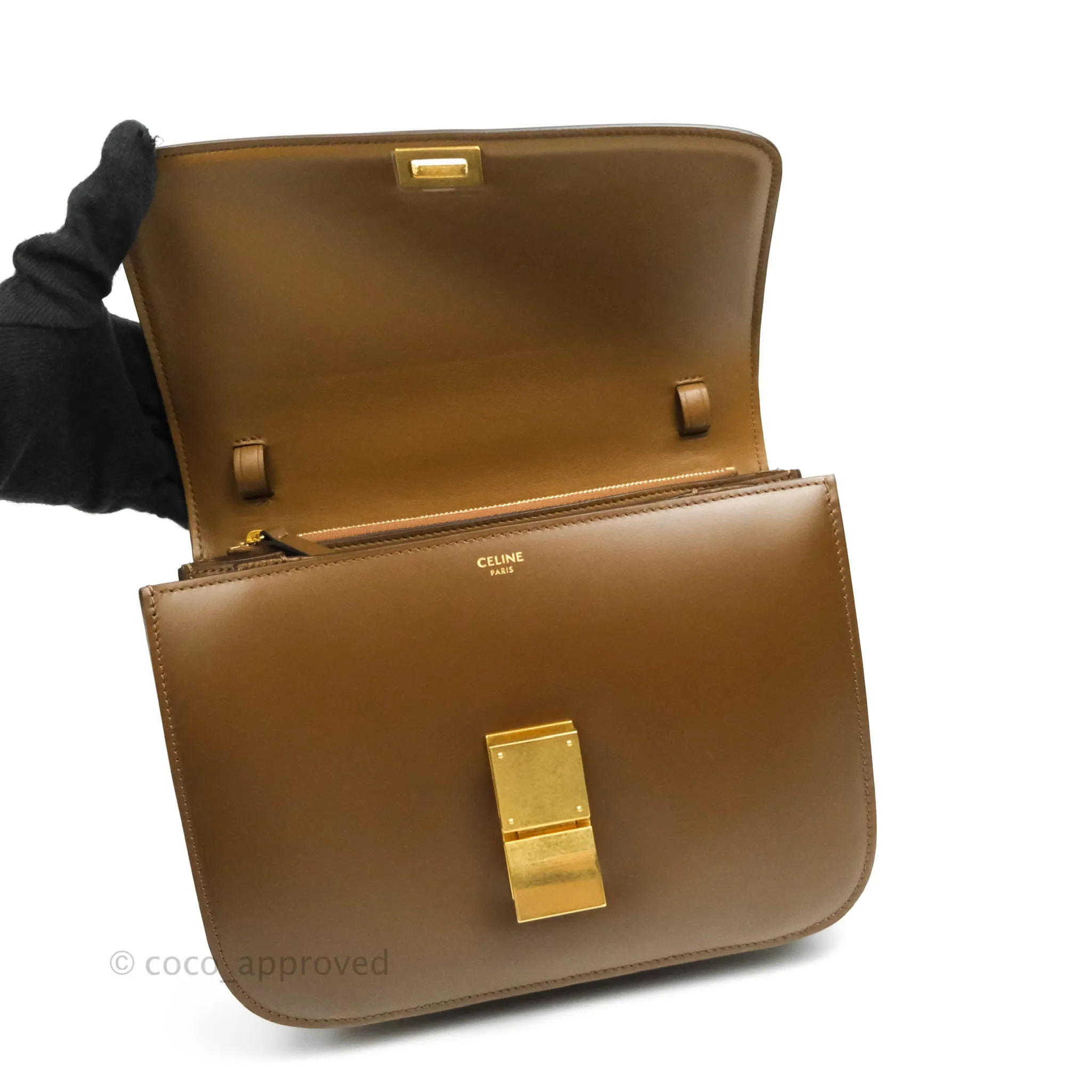 Celine Medium Classic Box Flap Caramel Calfskin