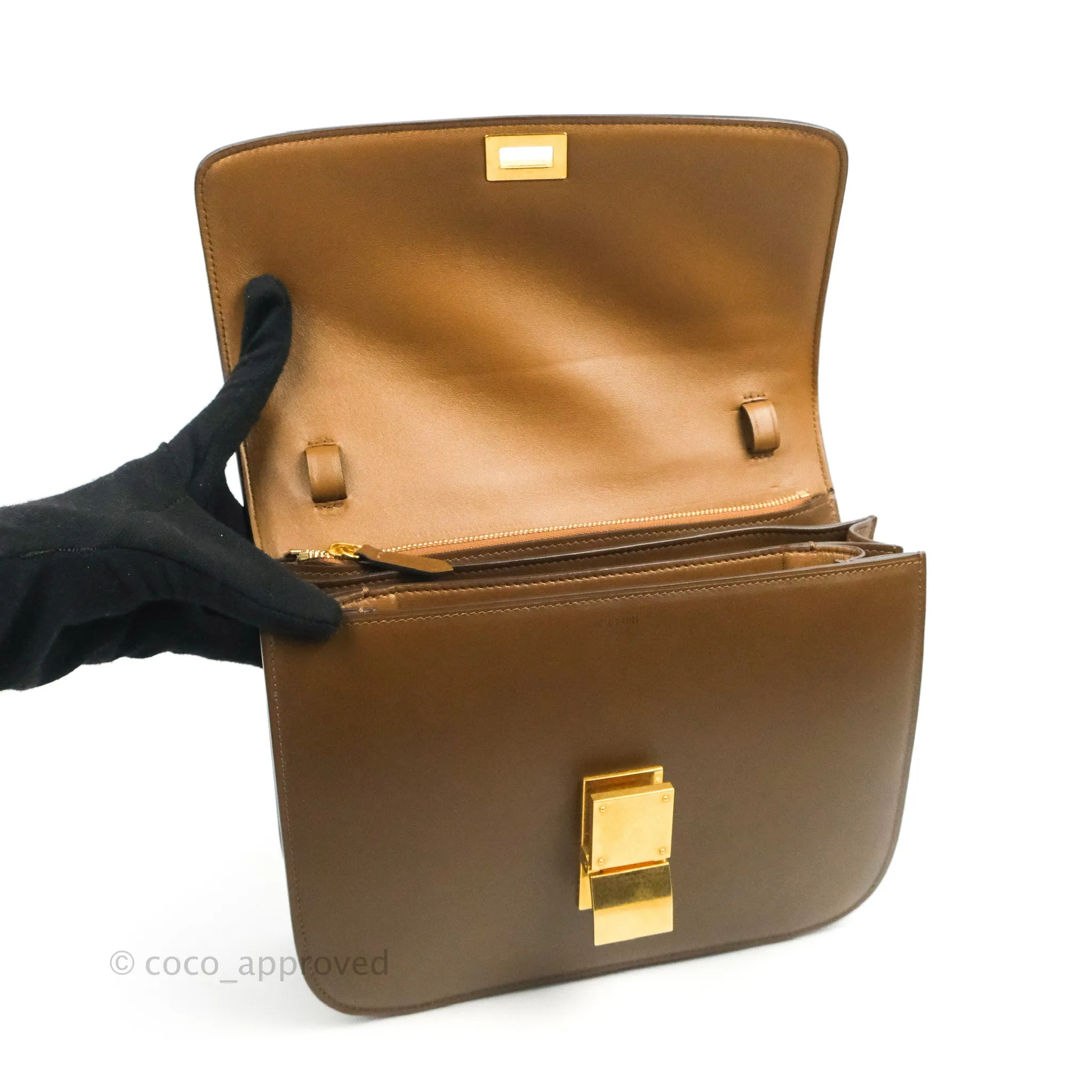Celine Medium Classic Box Flap Caramel Smooth Calfskin