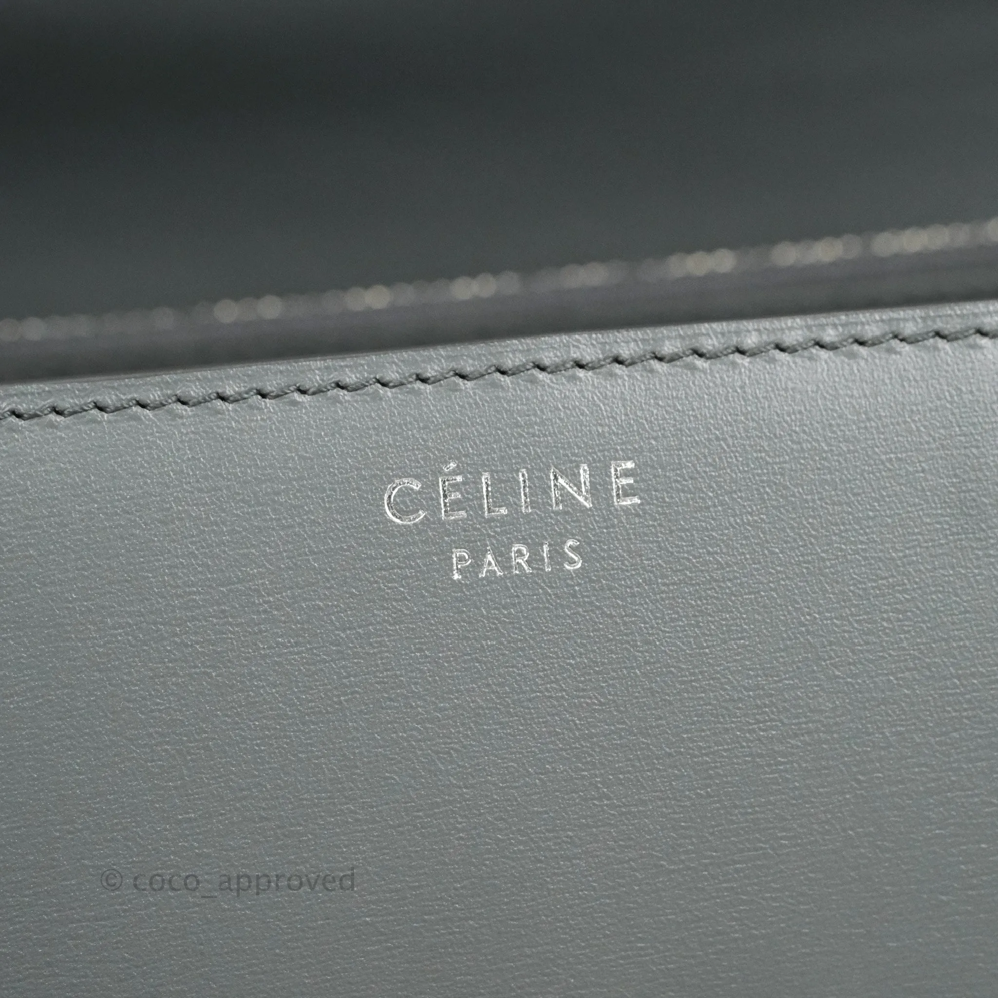 Celine Medium Classic Box Flap Grey Calfskin