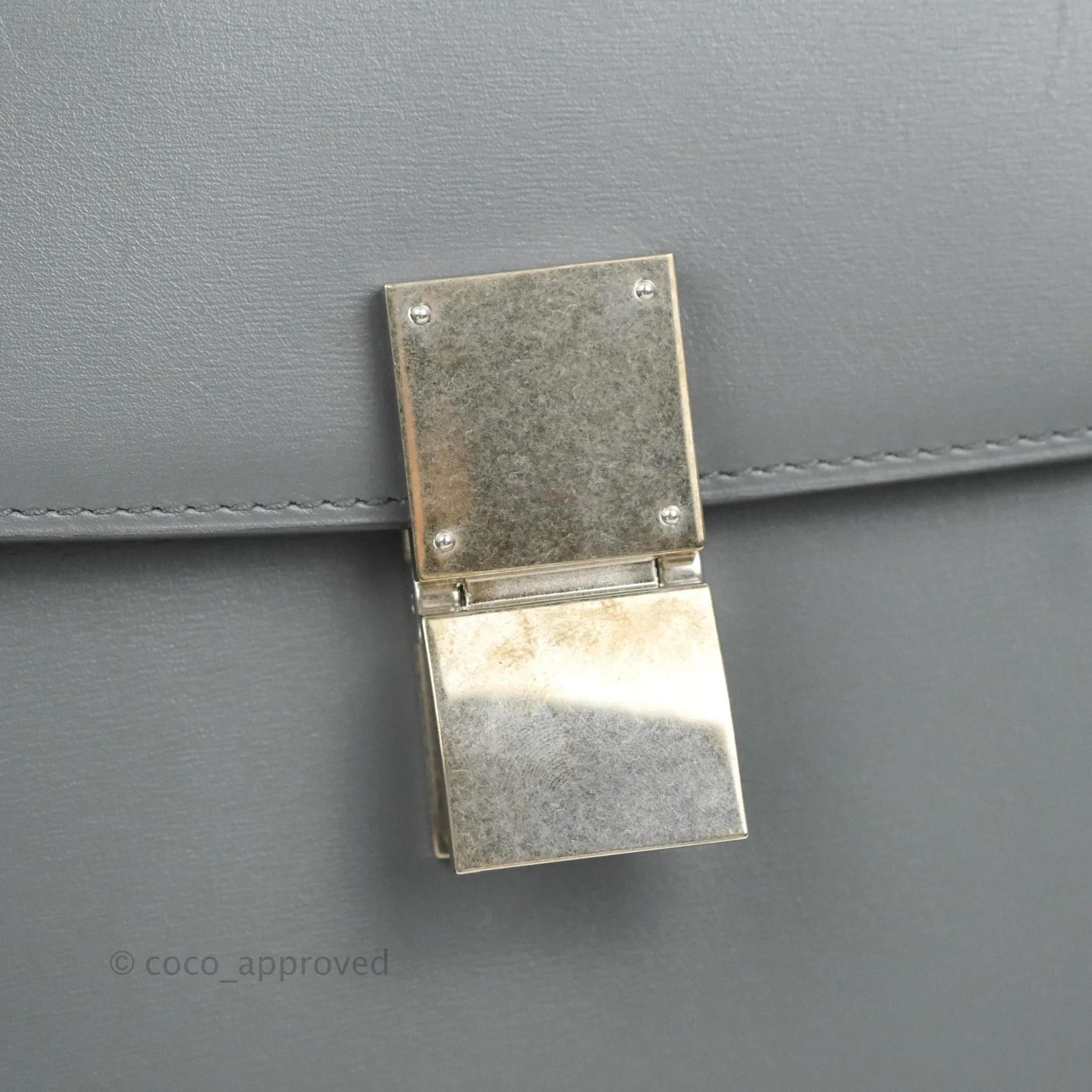 Celine Medium Classic Box Flap Grey Calfskin