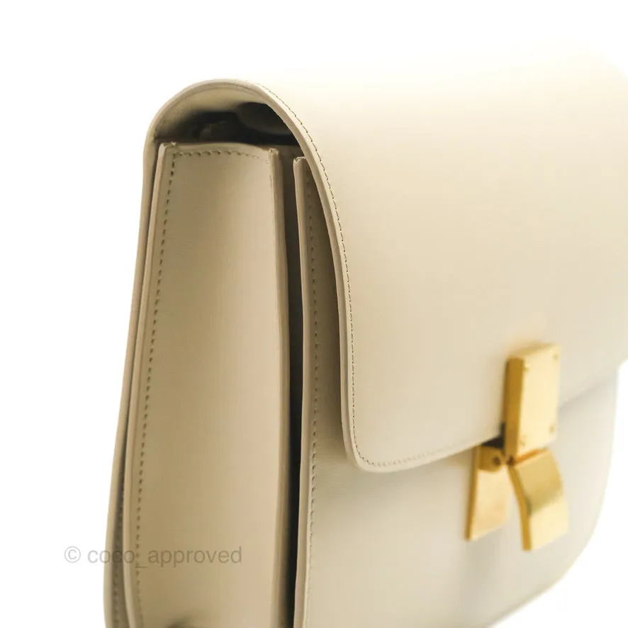 Celine Medium Classic Box Flap Ivory Calfskin