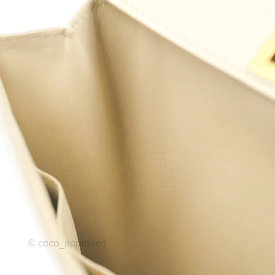 Celine Medium Classic Box Flap Ivory Calfskin