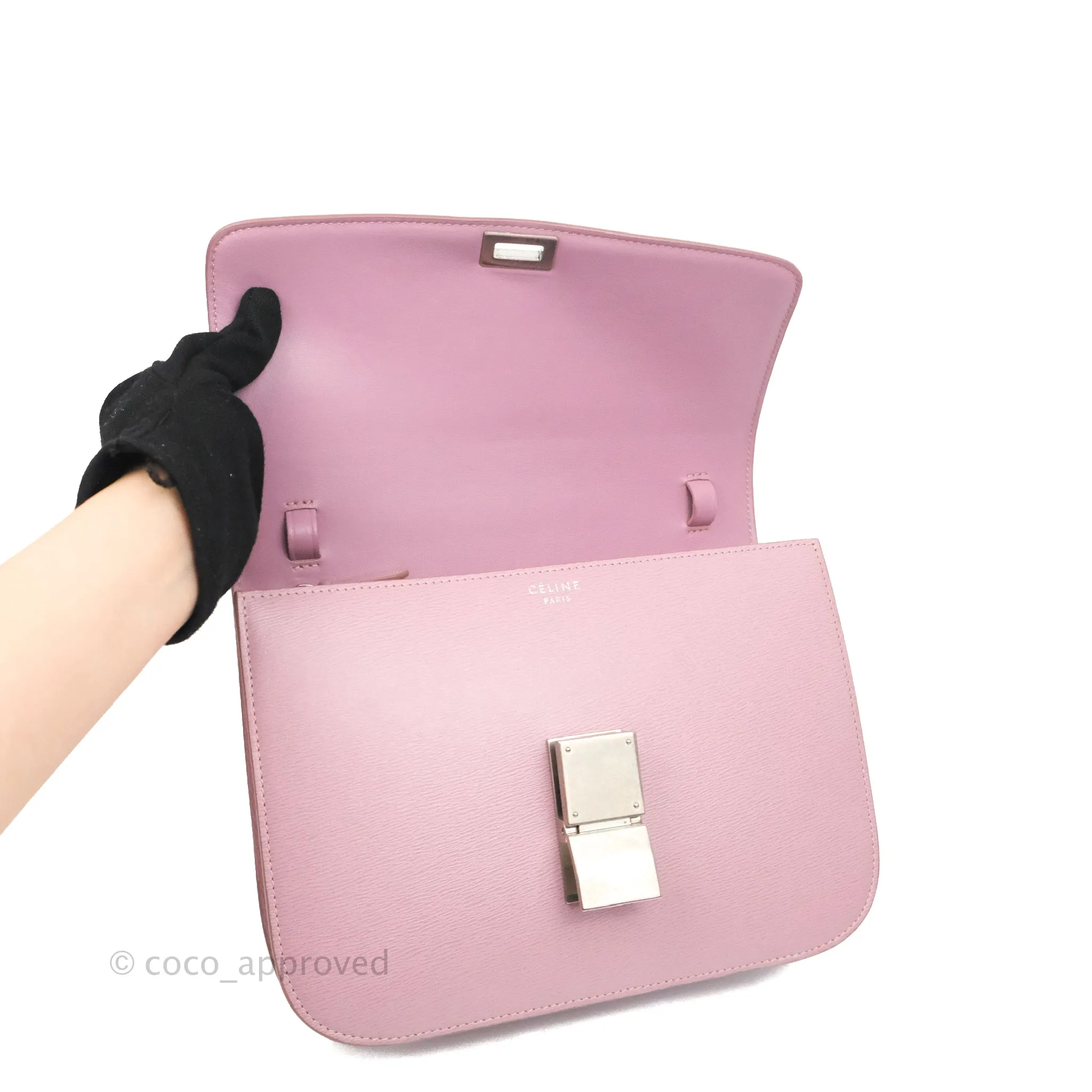 Celine Medium Classic Box Flap Lilac Pink Liege Calfskin