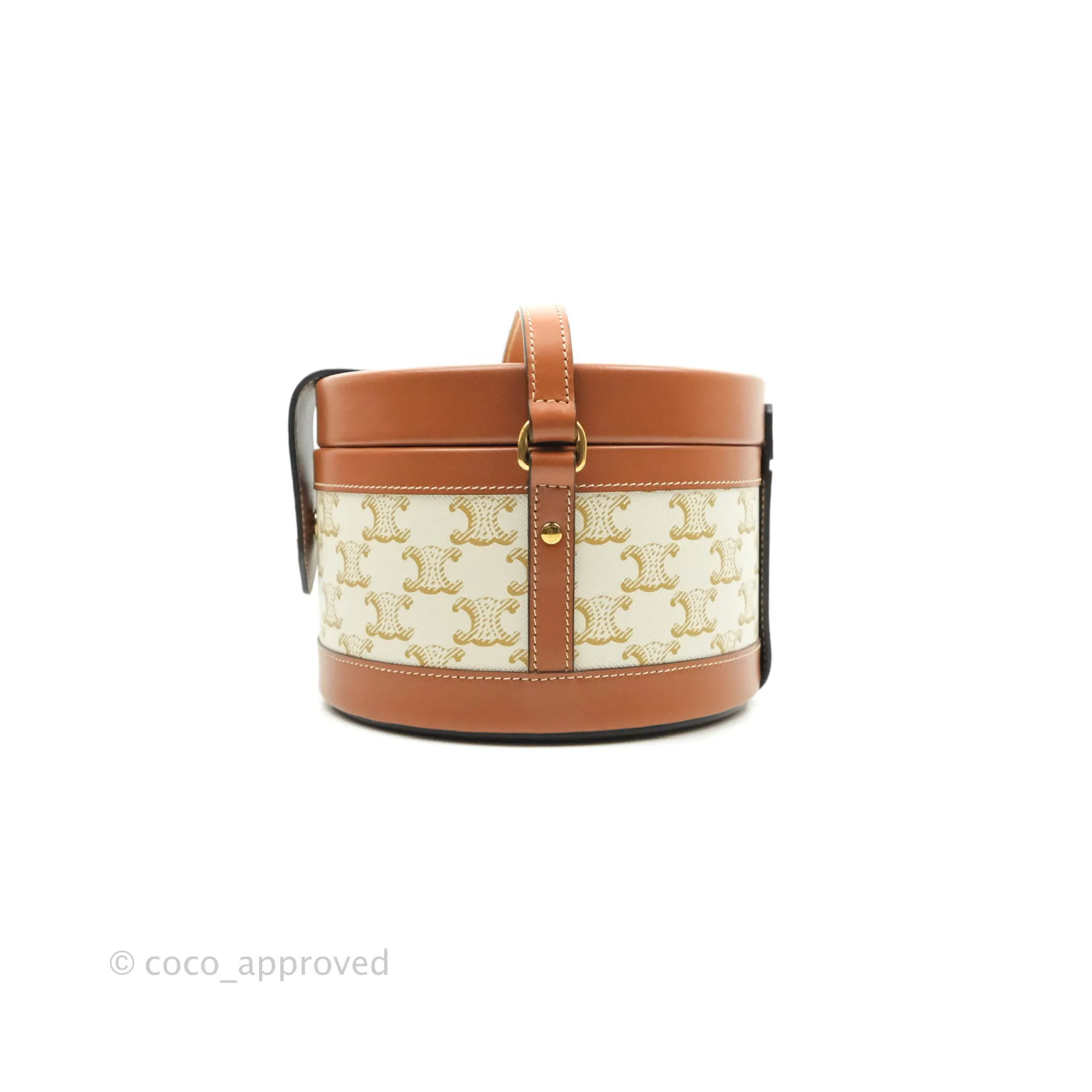 Celine Medium Tambour Bag White Triomphe Canvas