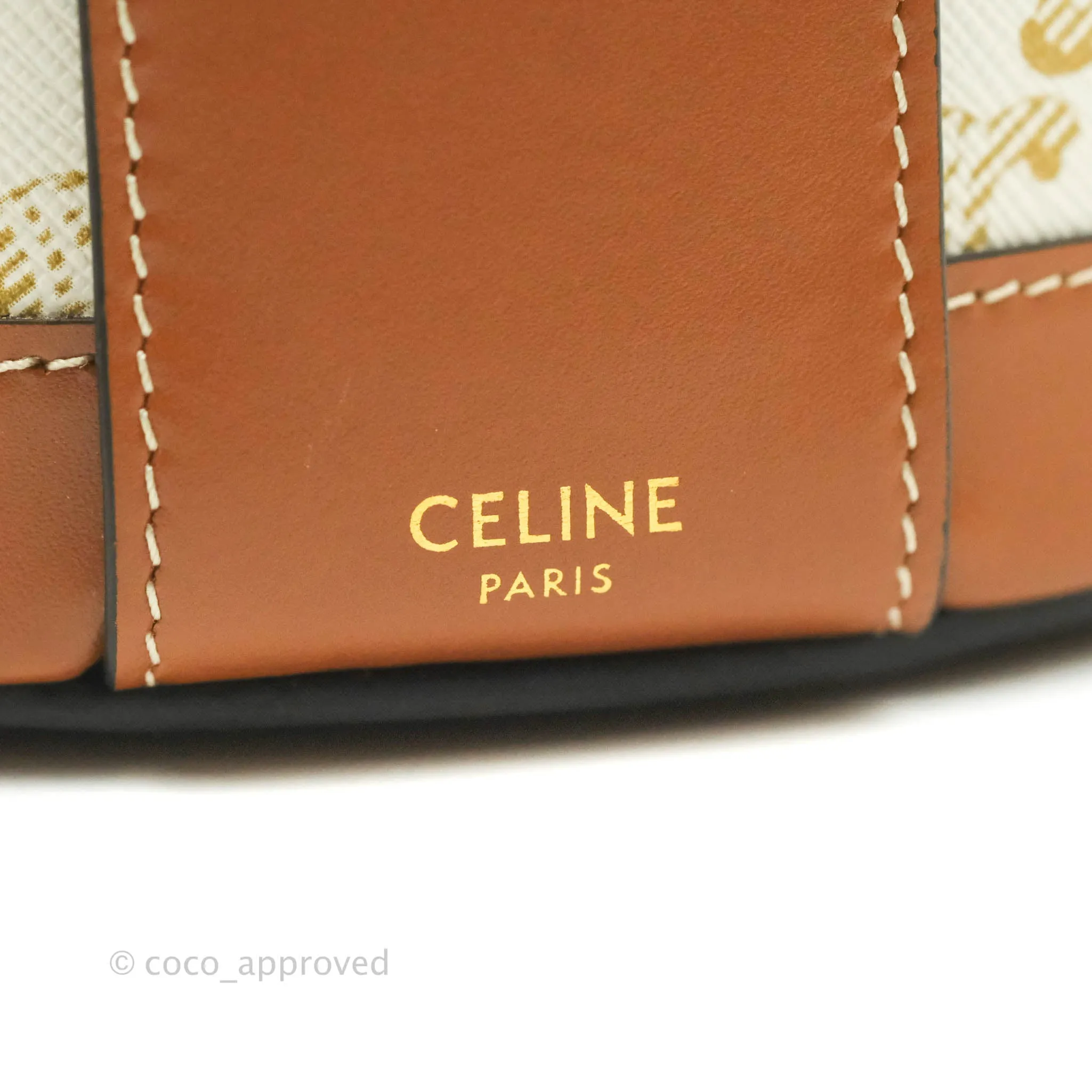 Celine Medium Tambour Bag White Triomphe Canvas
