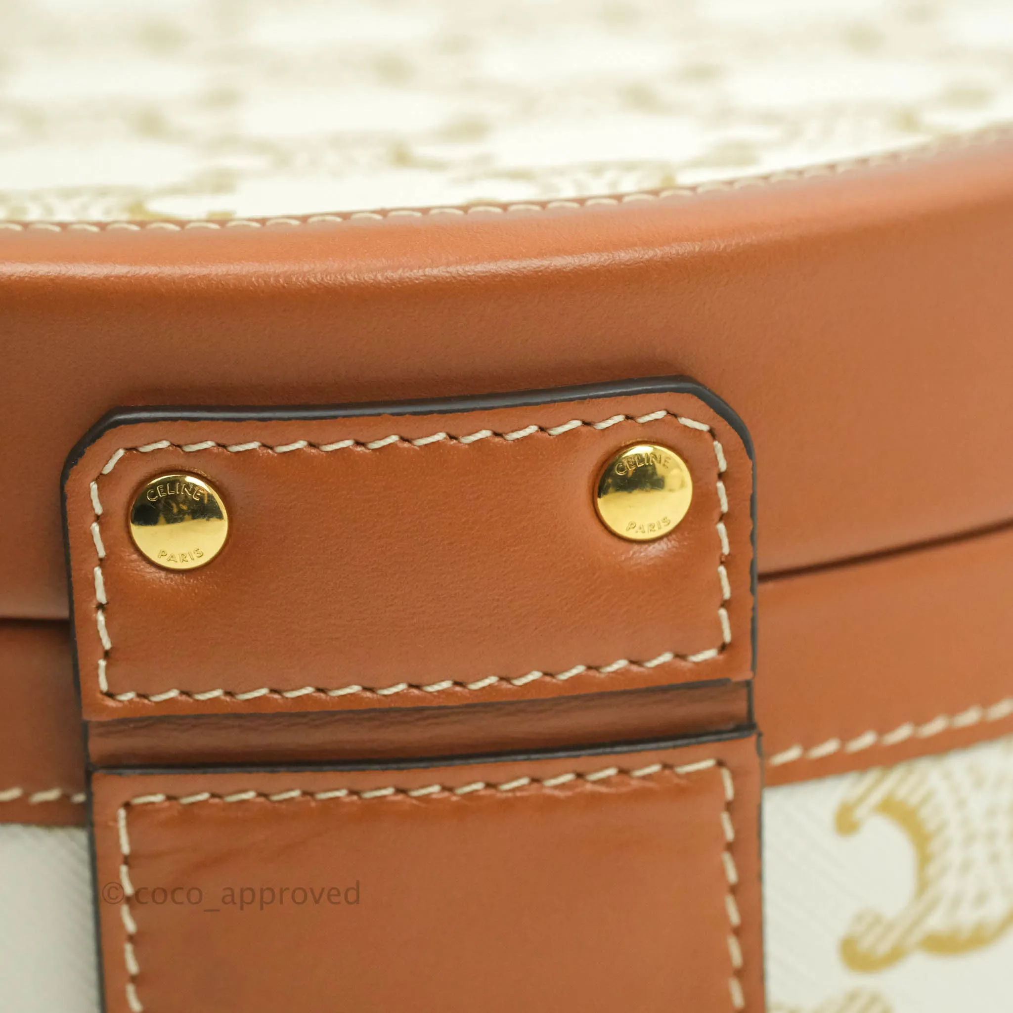 Celine Medium Tambour Bag White Triomphe Canvas
