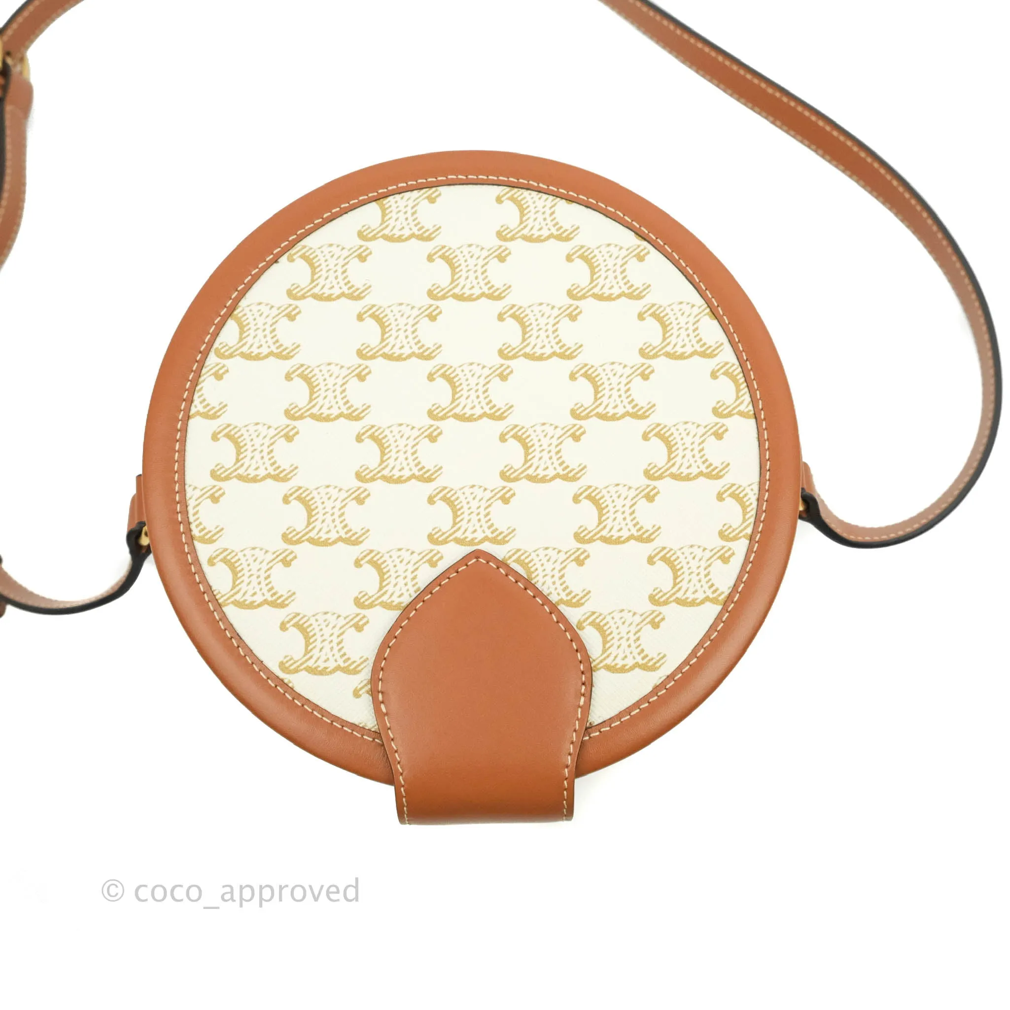 Celine Medium Tambour Bag White Triomphe Canvas