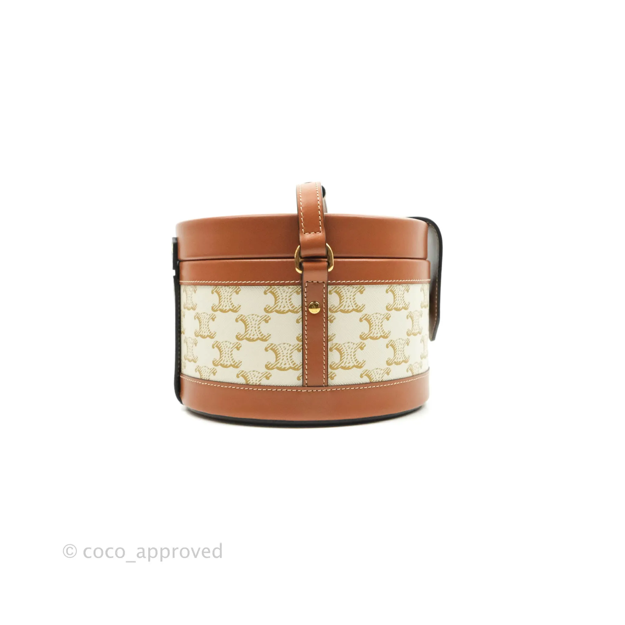 Celine Medium Tambour Bag White Triomphe Canvas