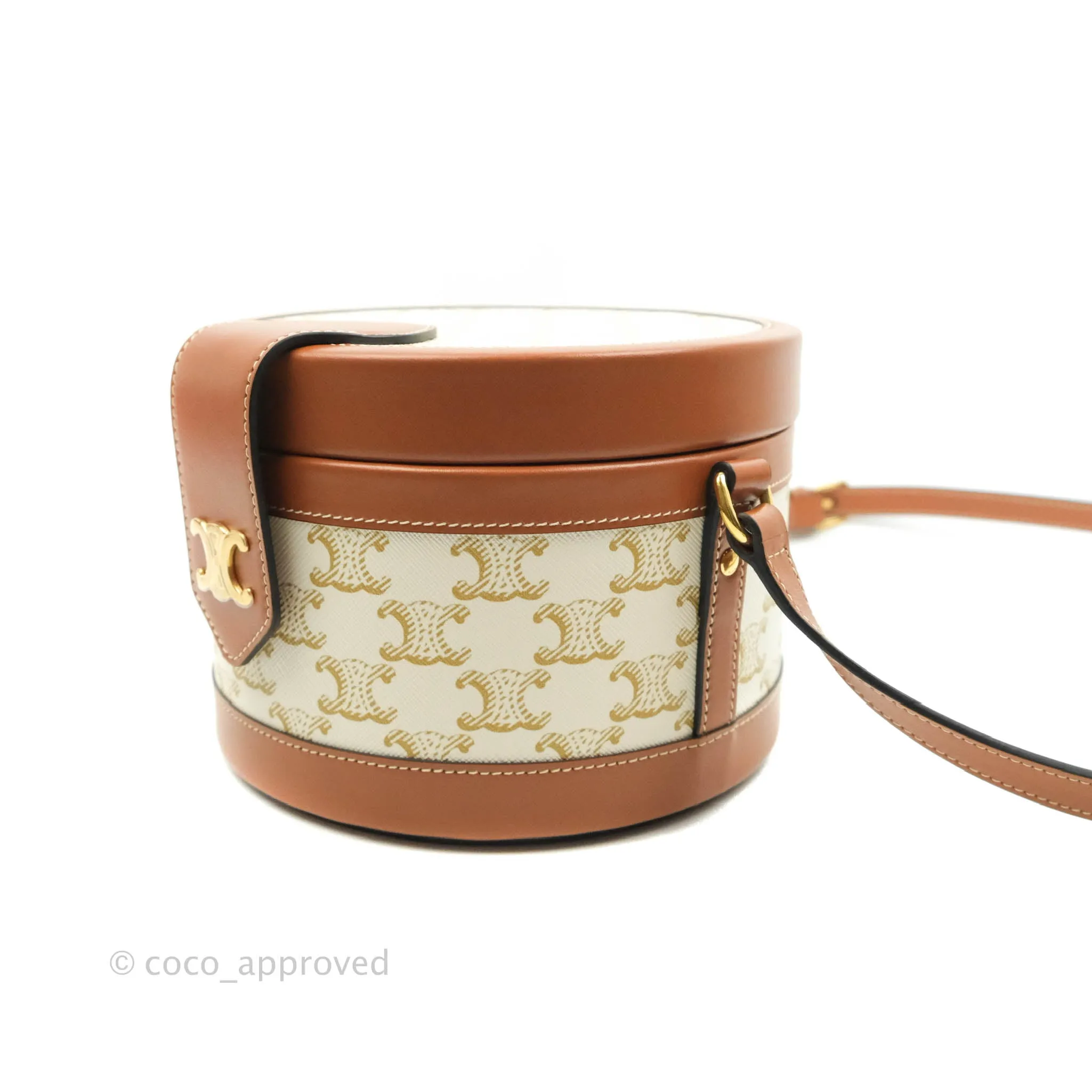 Celine Medium Tambour Bag White Triomphe Canvas
