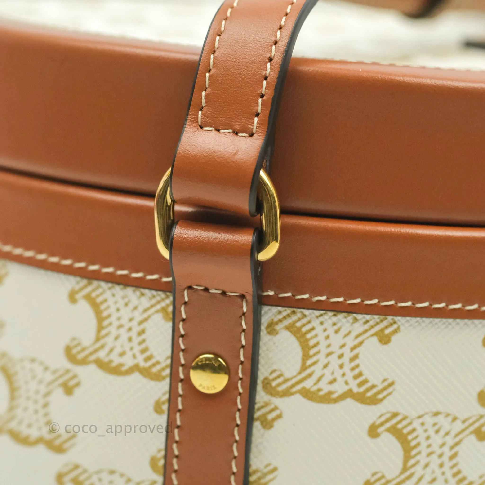Celine Medium Tambour Bag White Triomphe Canvas