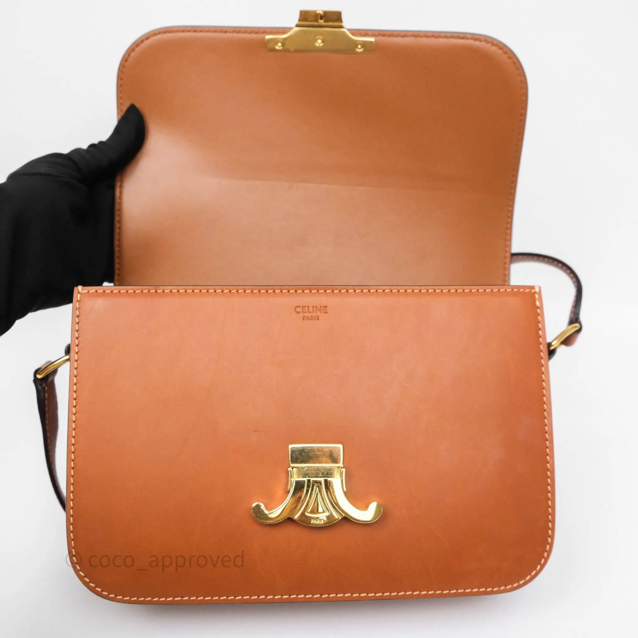 Celine Medium Triomphe Bag Tan Natural Calfskin