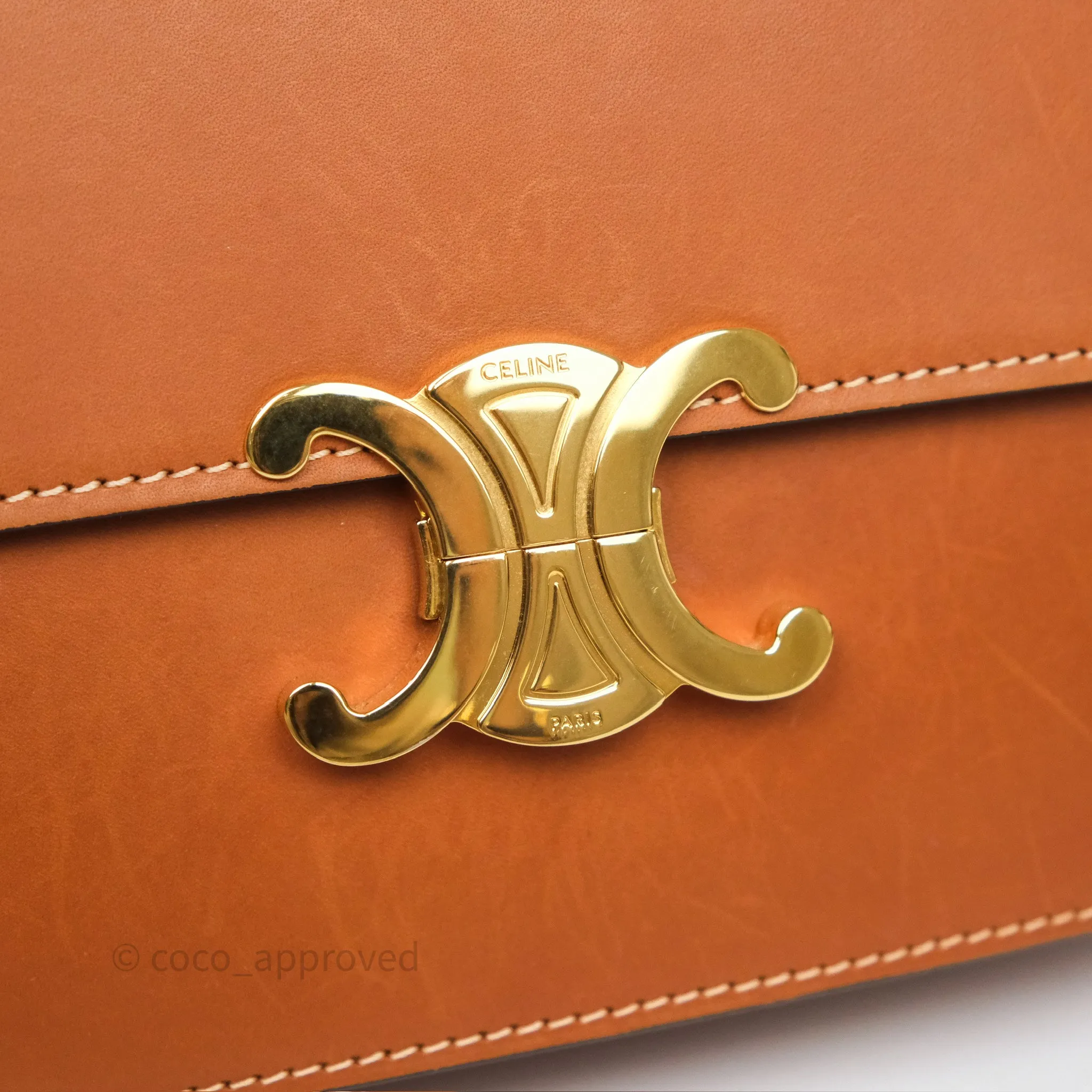 Celine Medium Triomphe Bag Tan Natural Calfskin