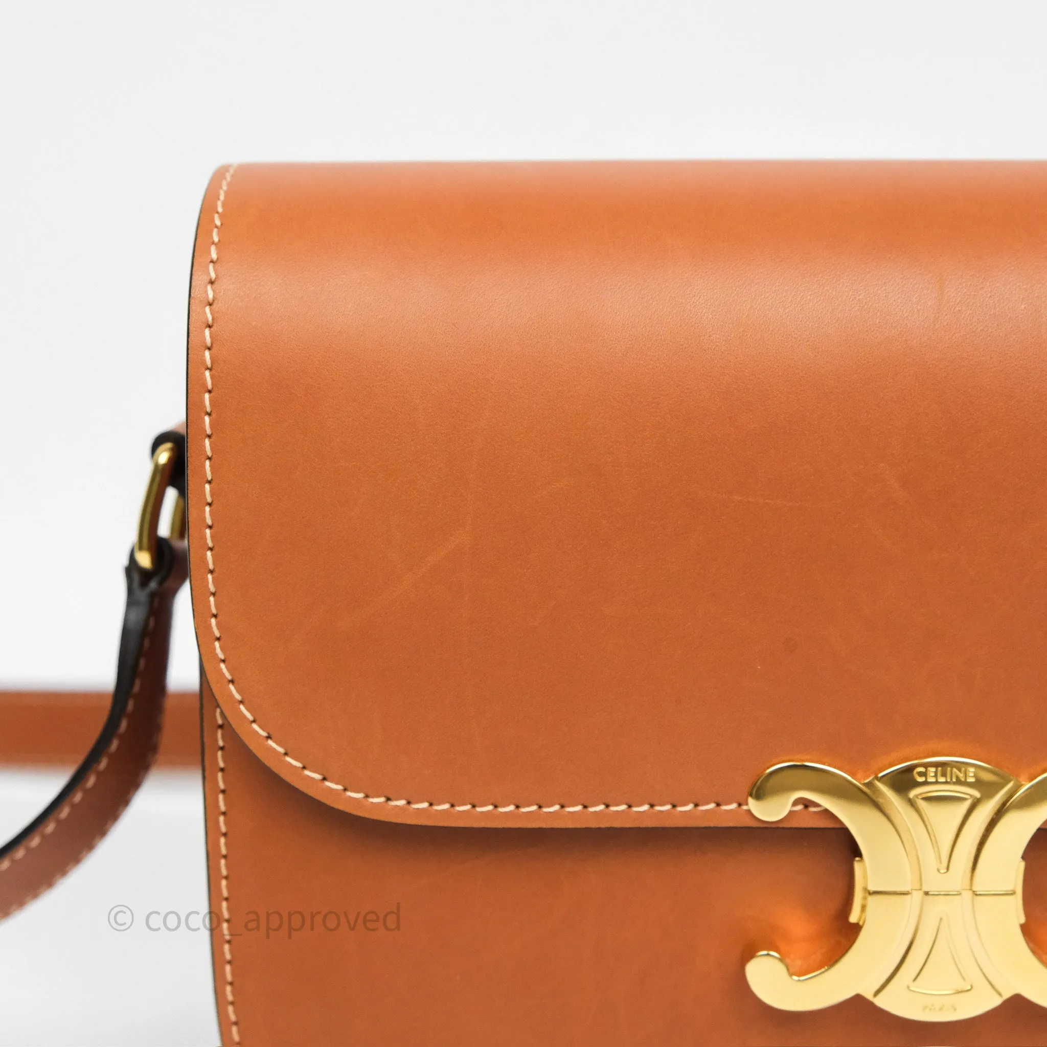 Celine Medium Triomphe Bag Tan Natural Calfskin