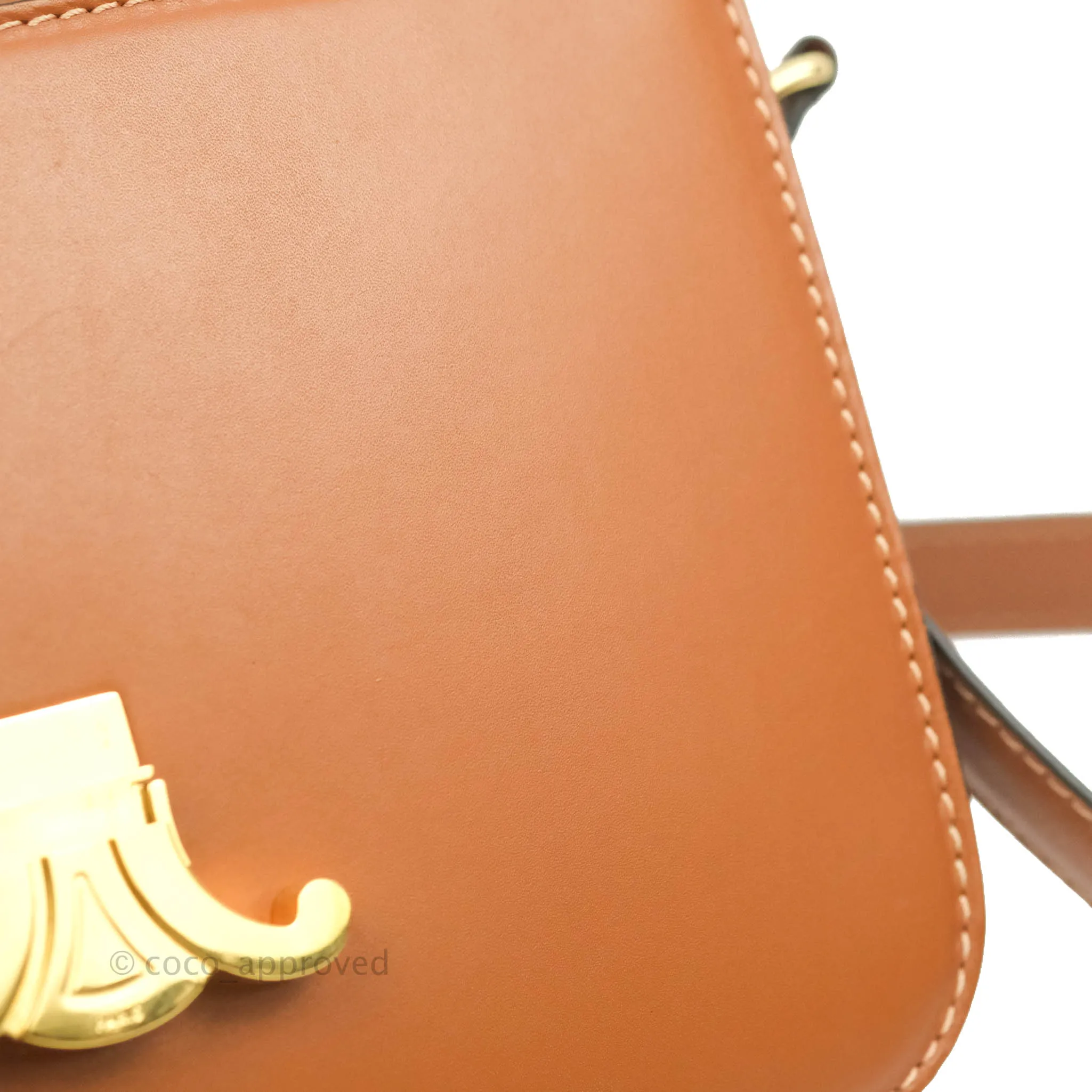 Celine Medium Triomphe Bag Tan Shiny Calfskin