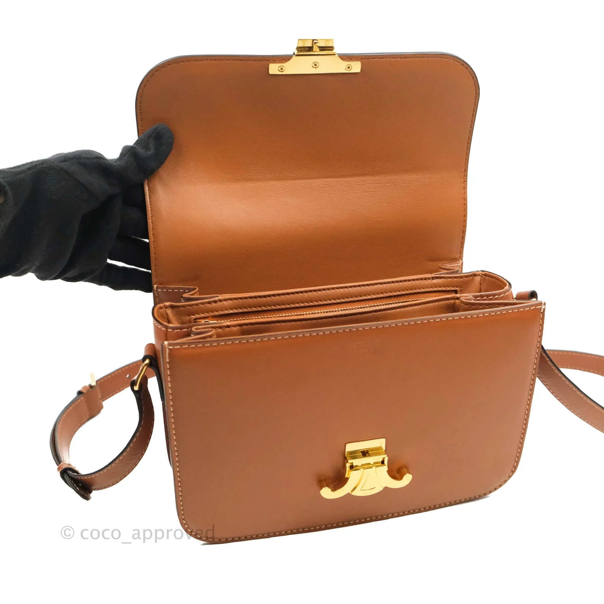 Celine Medium Triomphe Bag Tan Shiny Calfskin