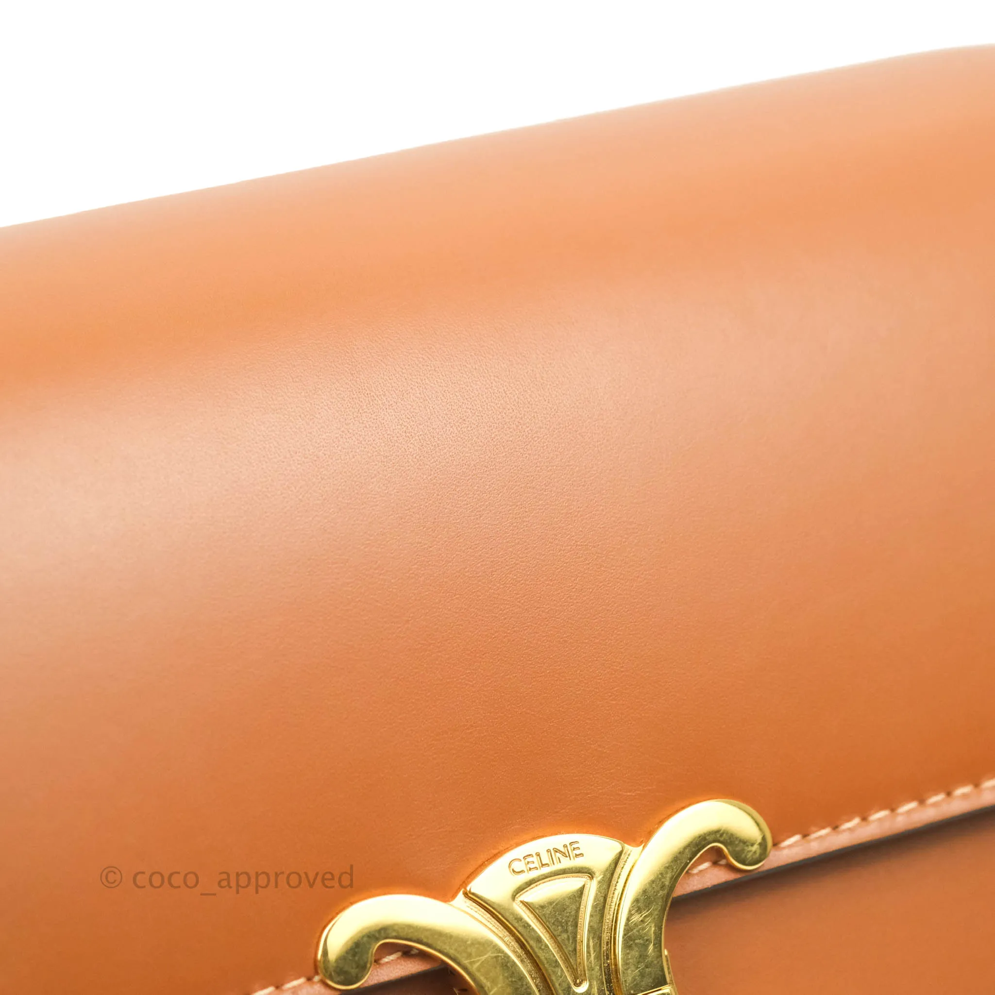 Celine Medium Triomphe Bag Tan Shiny Calfskin