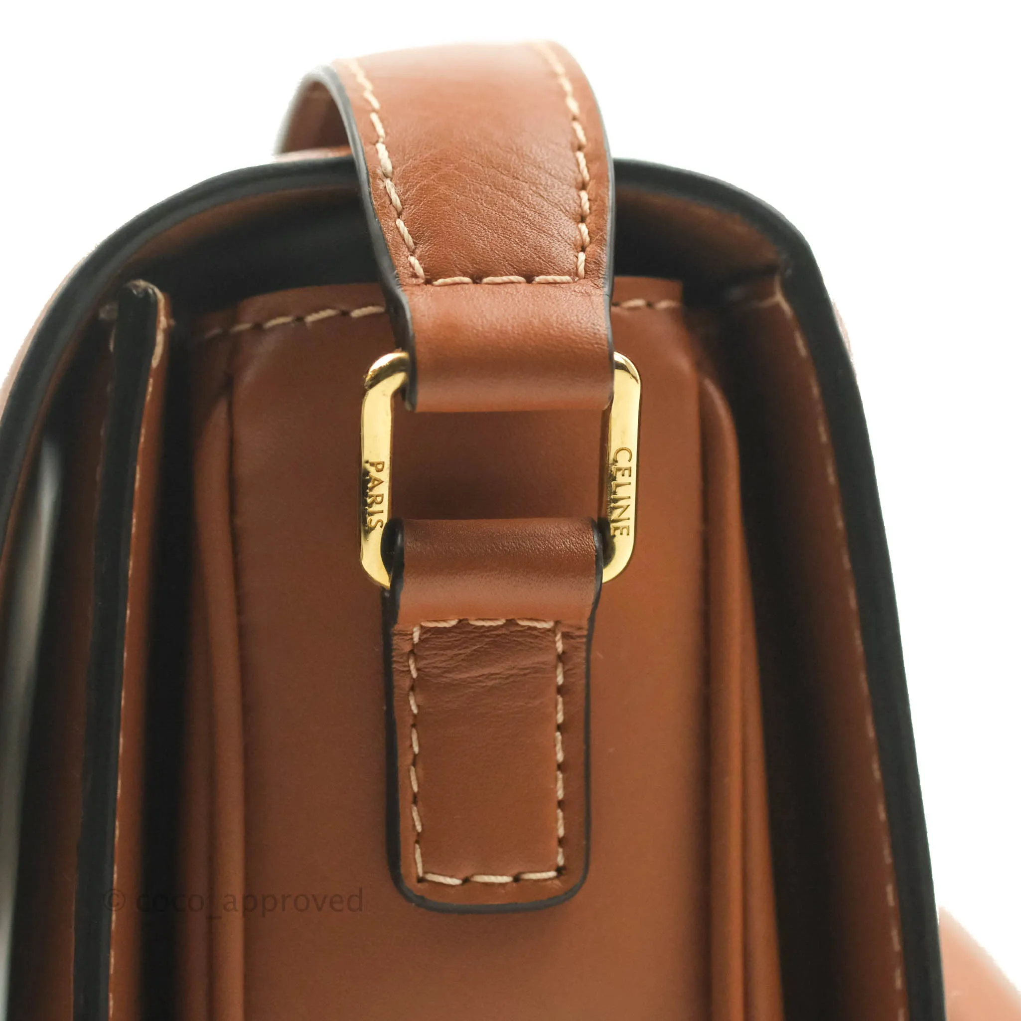 Celine Medium Triomphe Bag Tan Shiny Calfskin