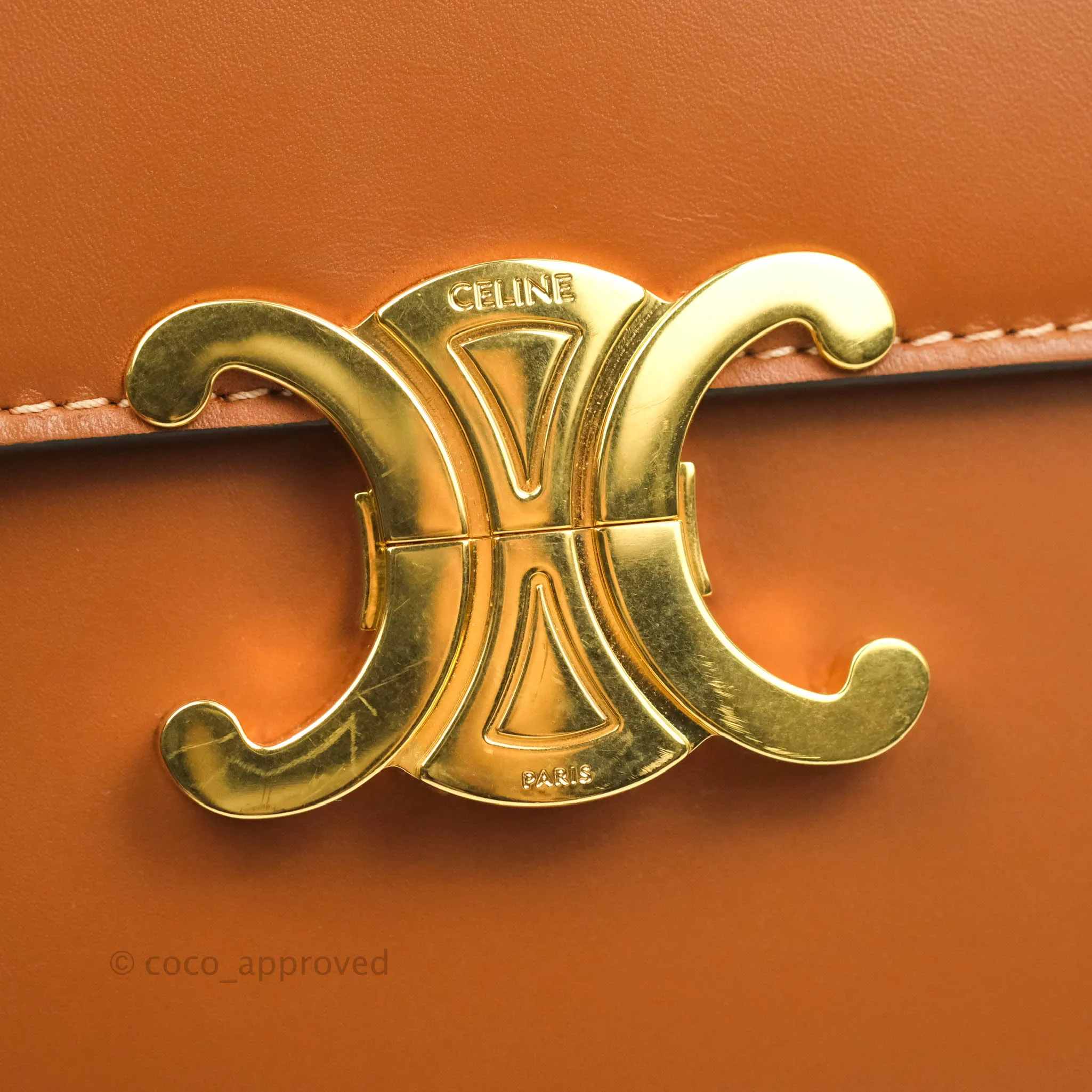 Celine Medium Triomphe Bag Tan Shiny Calfskin