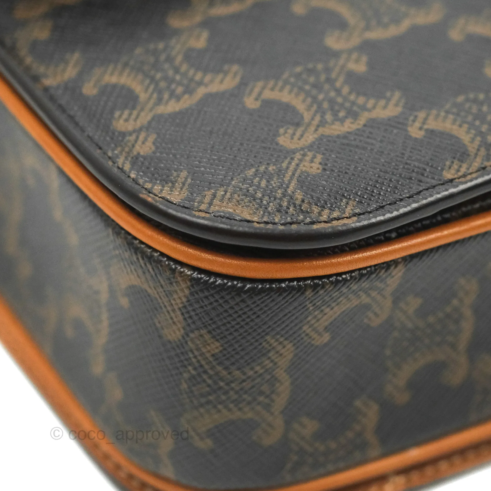 Celine Medium Triomphe Bag Triomphe Canvas Tan Calfskin