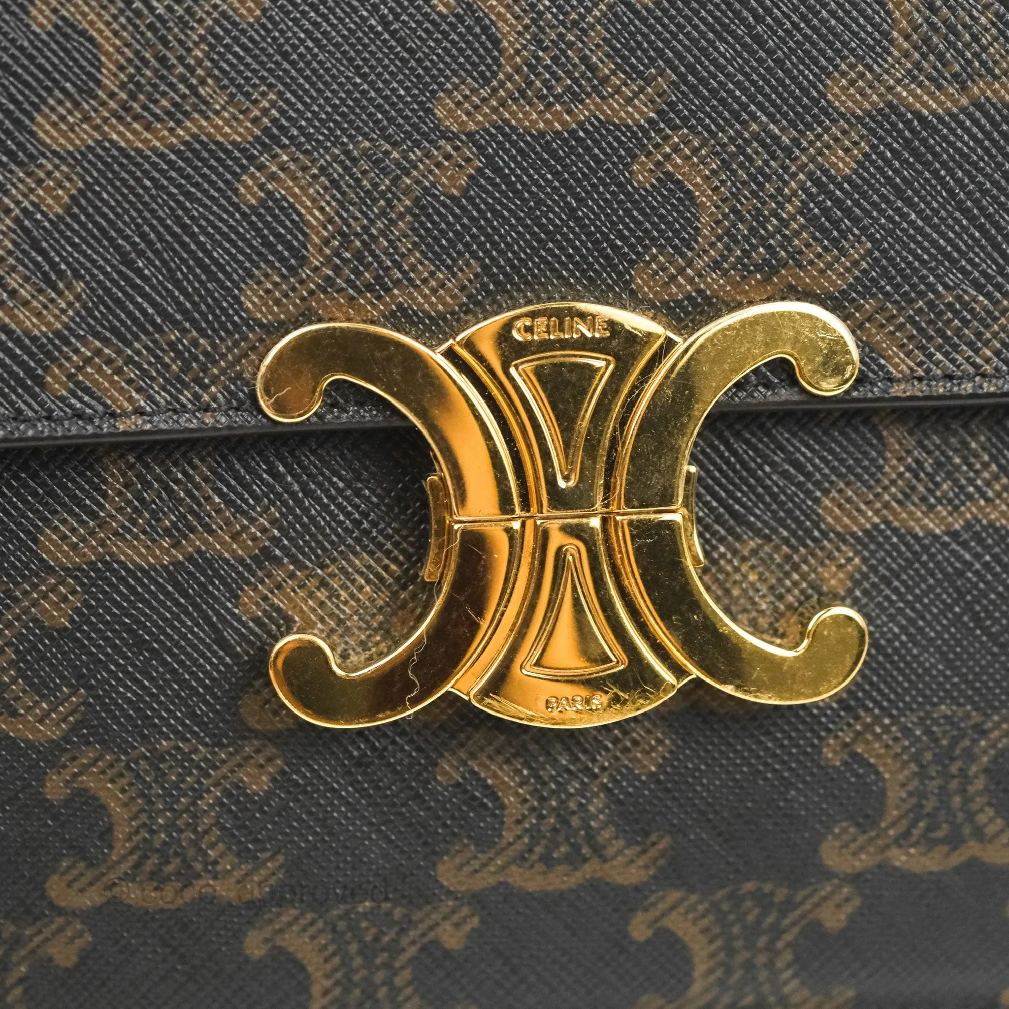 Celine Medium Triomphe Bag Triomphe Canvas Tan Calfskin