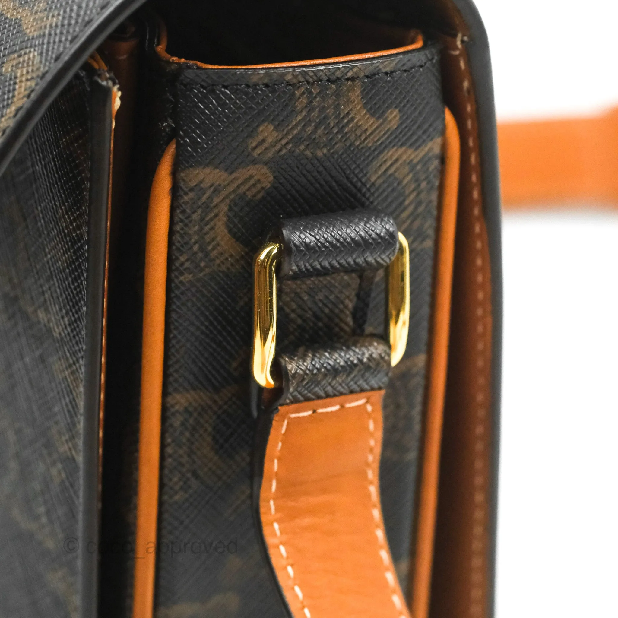 Celine Medium Triomphe Bag Triomphe Canvas Tan Calfskin