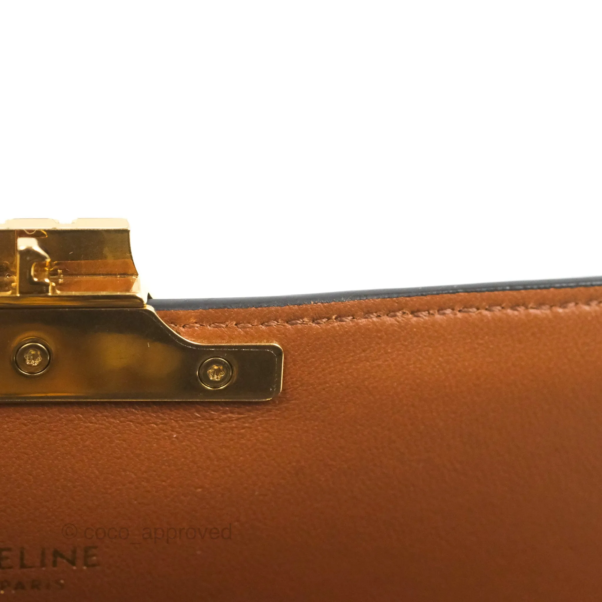 Celine Medium Triomphe Bag Triomphe Canvas Tan Calfskin