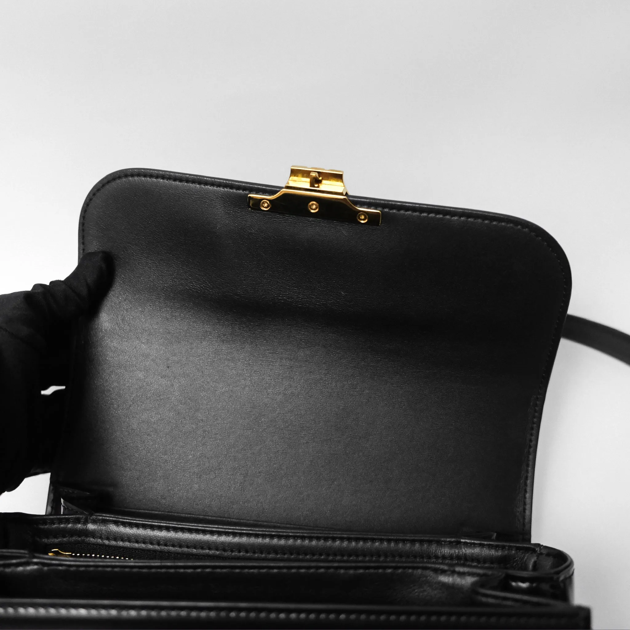 Celine Medium Triomphe Black Shiny Calfskin