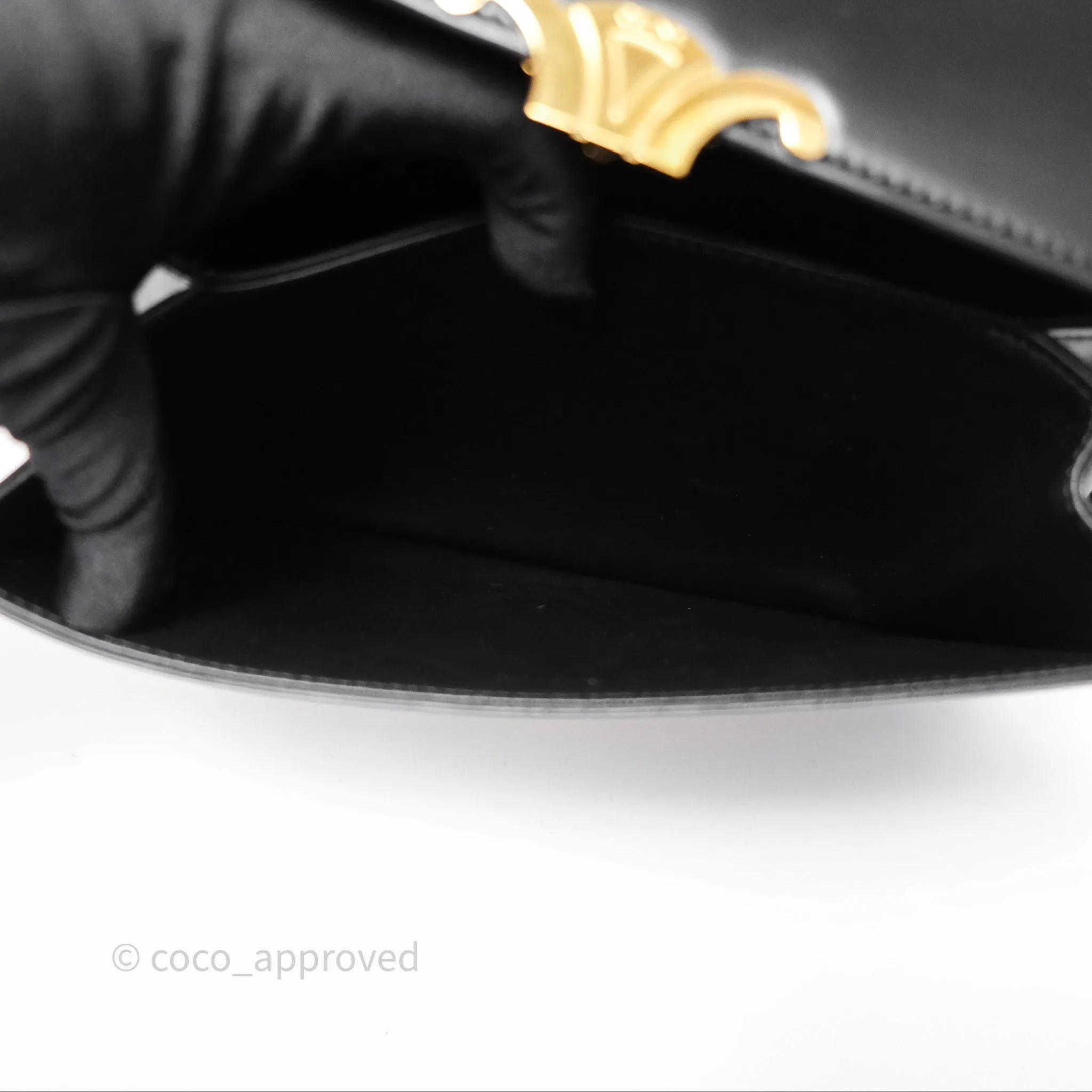 Celine Medium Triomphe Black Shiny Calfskin
