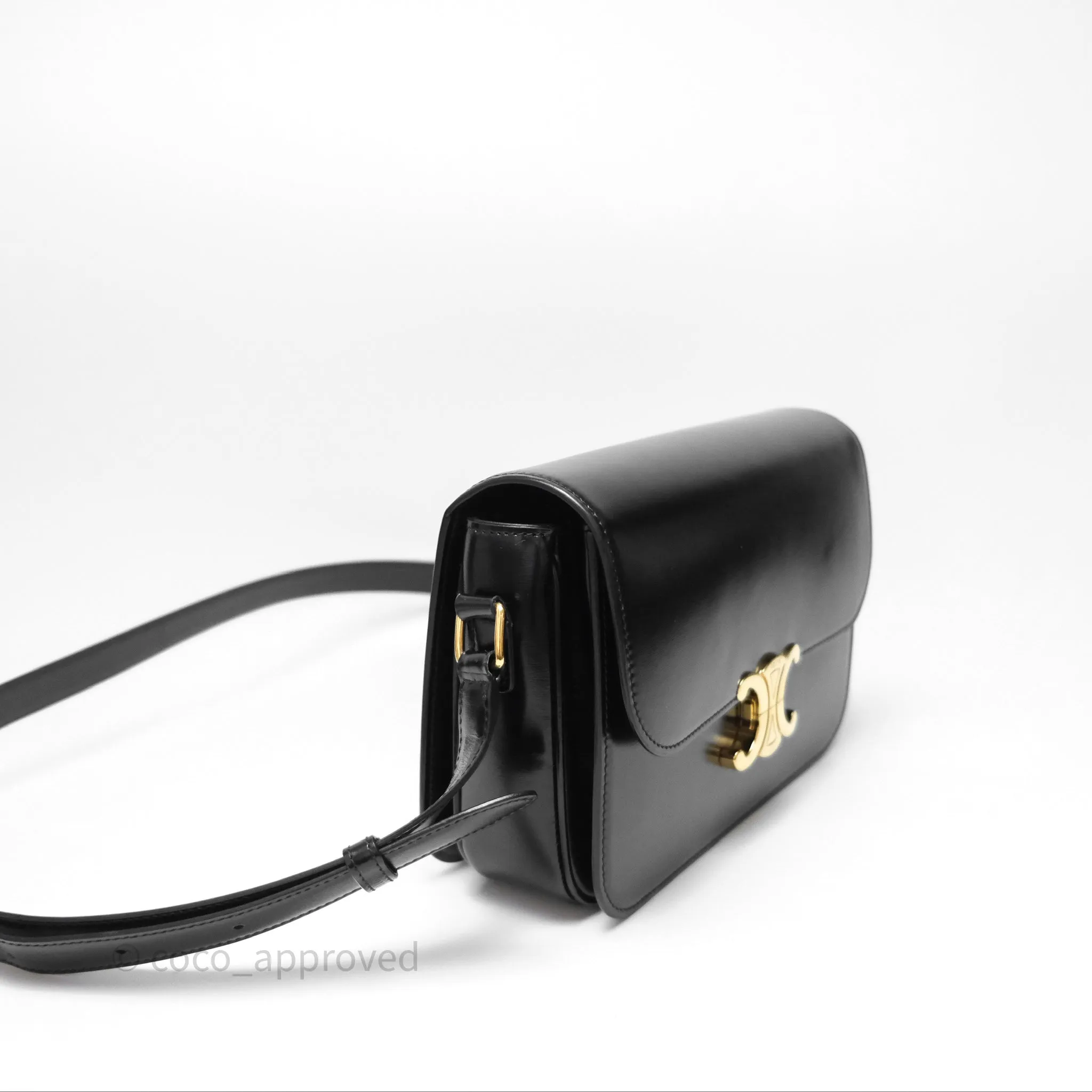 Celine Medium Triomphe Black Shiny Calfskin