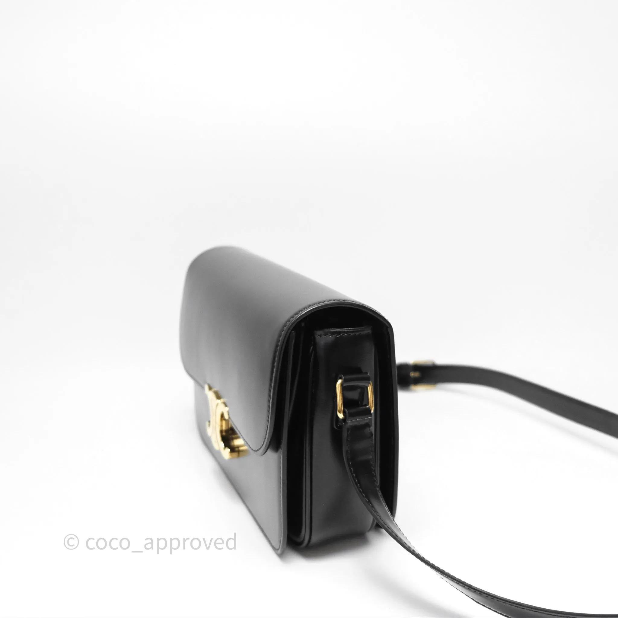 Celine Medium Triomphe Black Shiny Calfskin