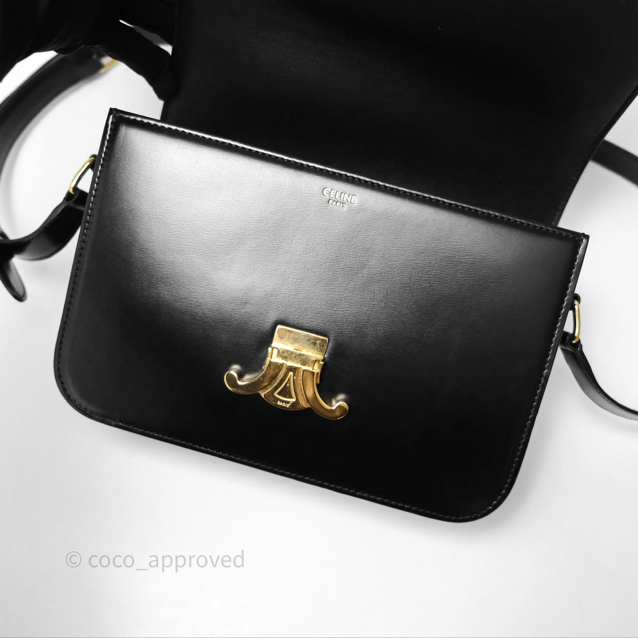 Celine Medium Triomphe Black Shiny Calfskin