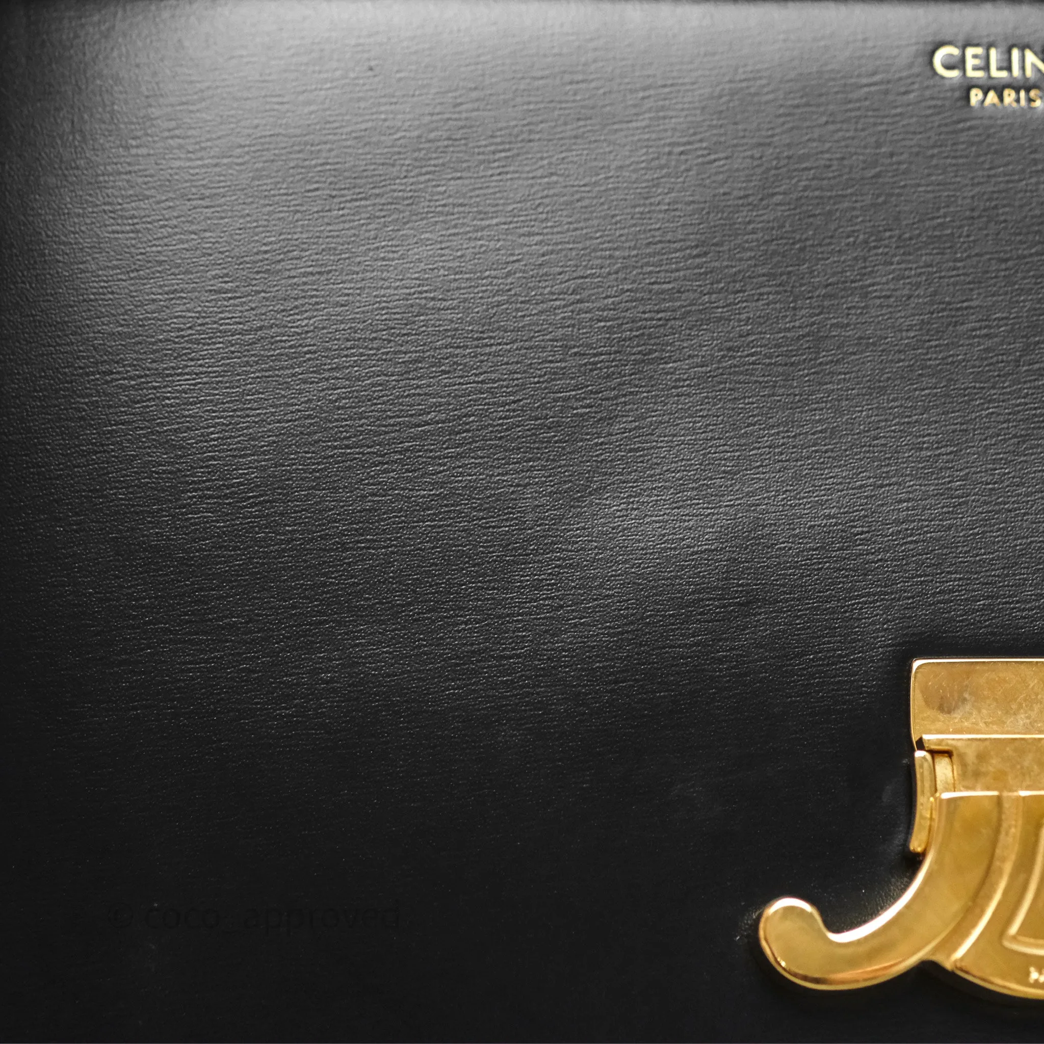 Celine Medium Triomphe Black Shiny Calfskin
