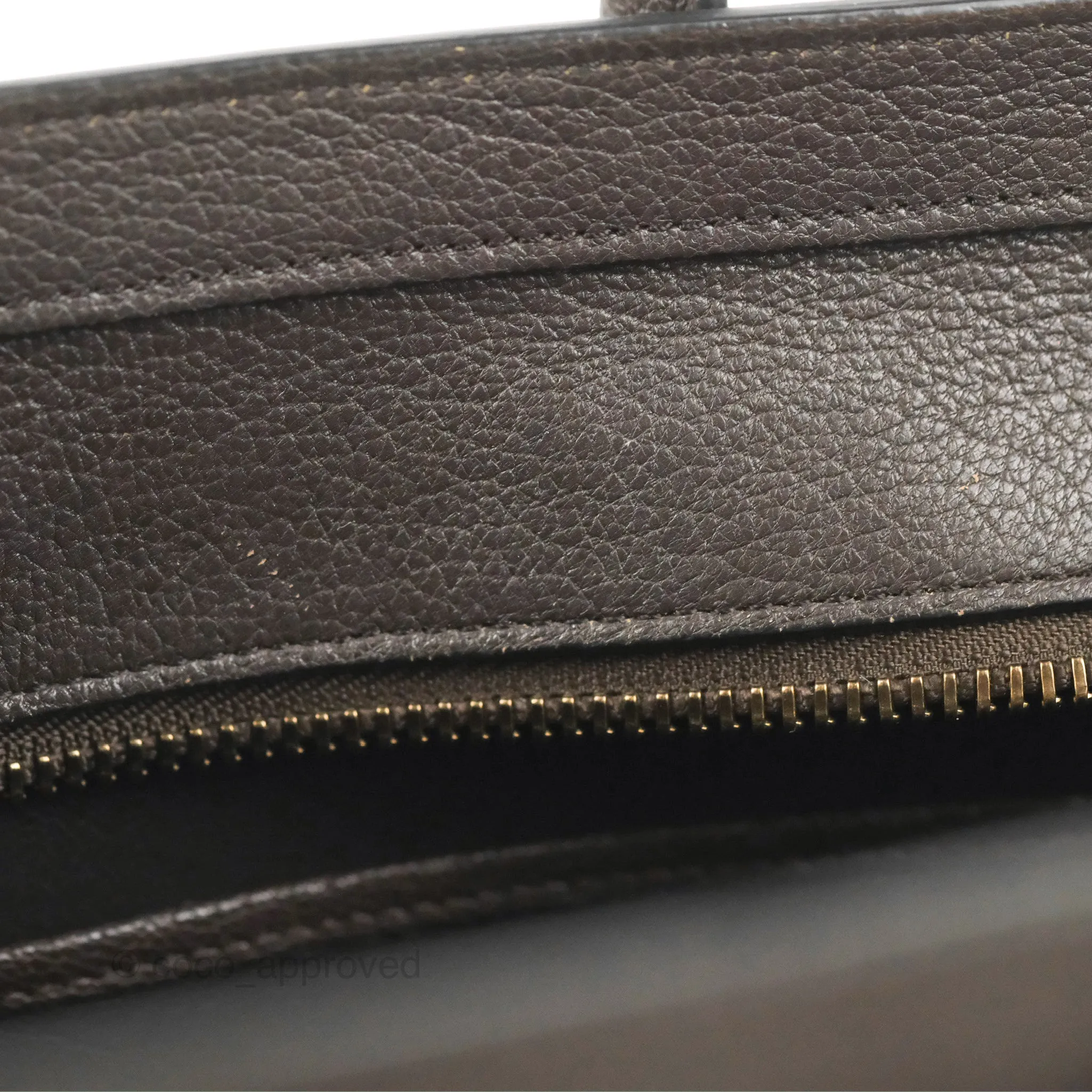Celine Micro Luggage Handbag Dark Brown Grained Calfskin
