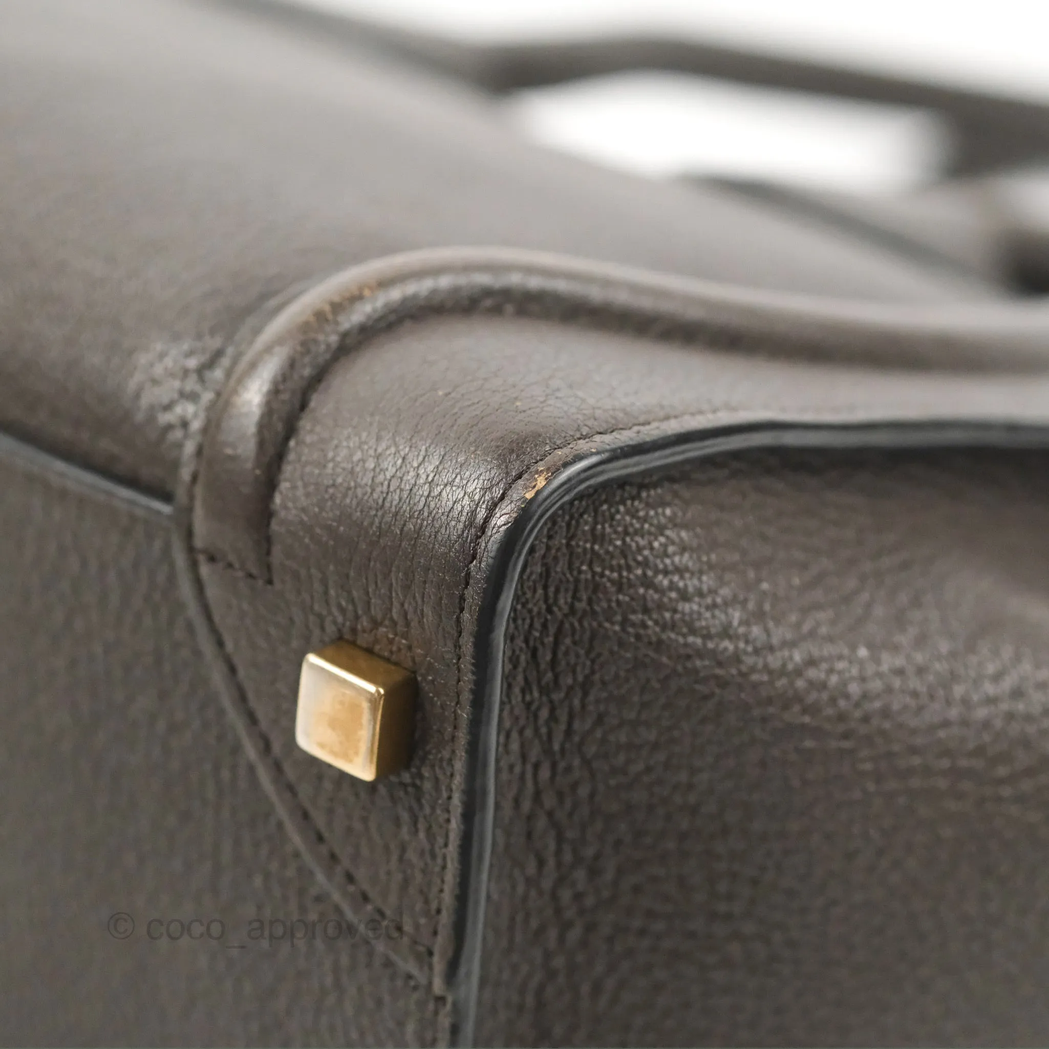 Celine Micro Luggage Handbag Dark Brown Grained Calfskin