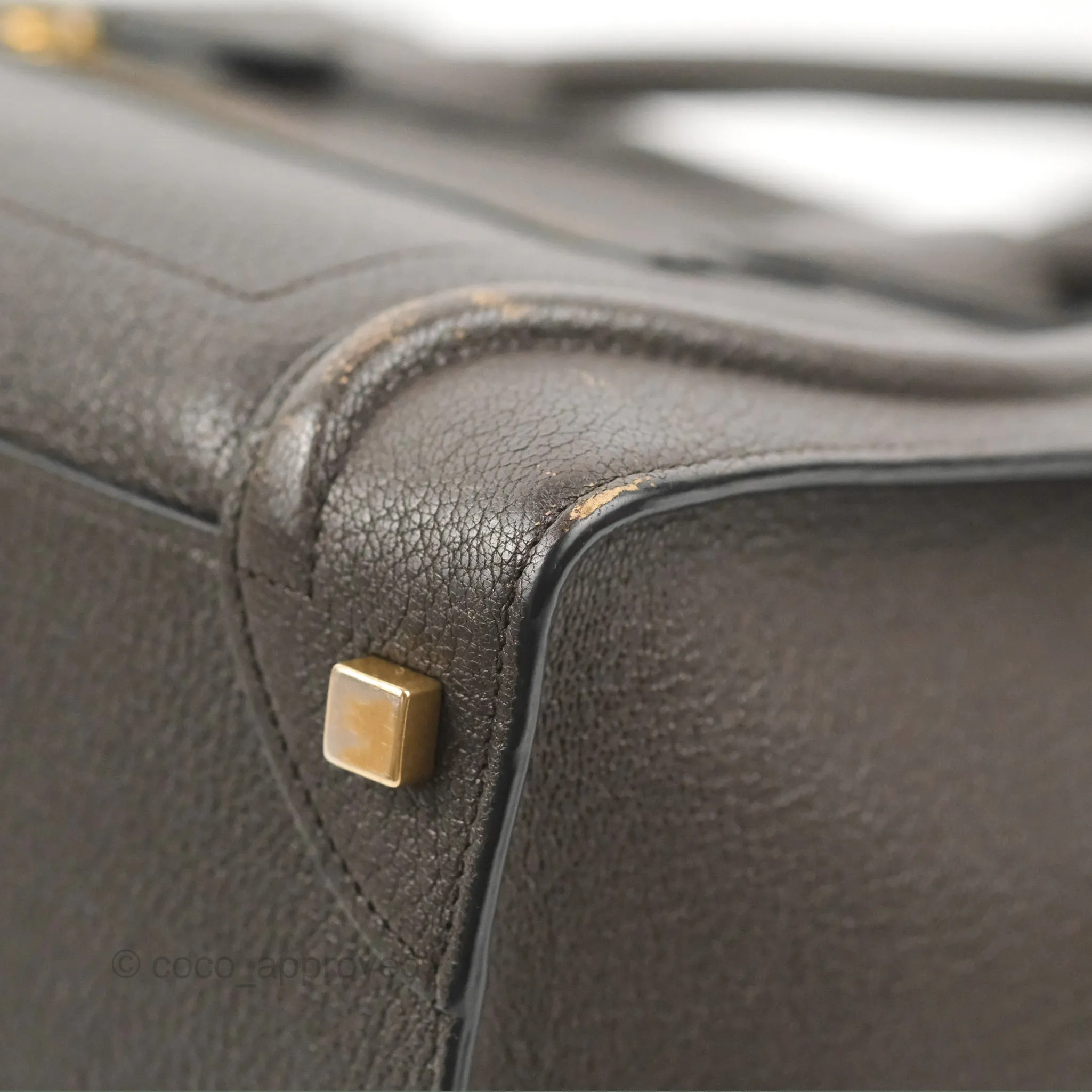 Celine Micro Luggage Handbag Dark Brown Grained Calfskin