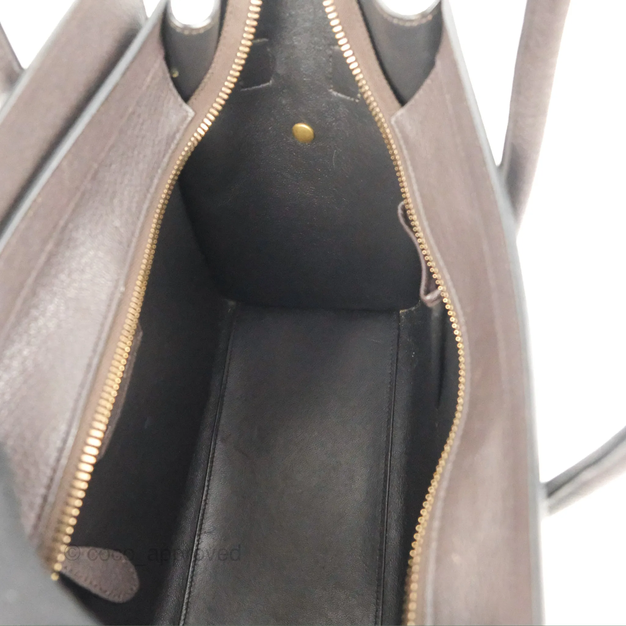 Celine Micro Luggage Handbag Dark Brown Grained Calfskin