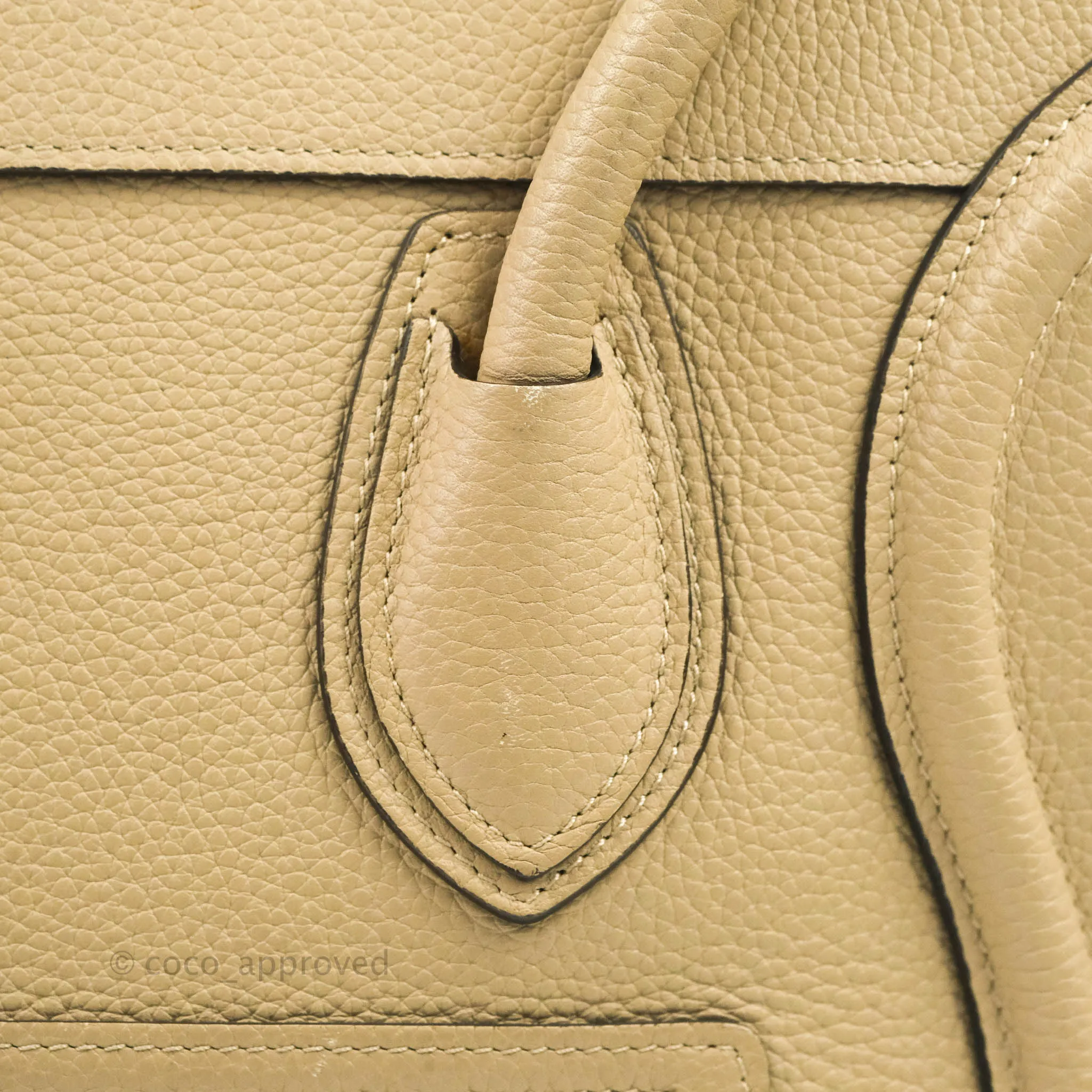 Celine Micro Luggage Handbag Dune Grained Calfskin
