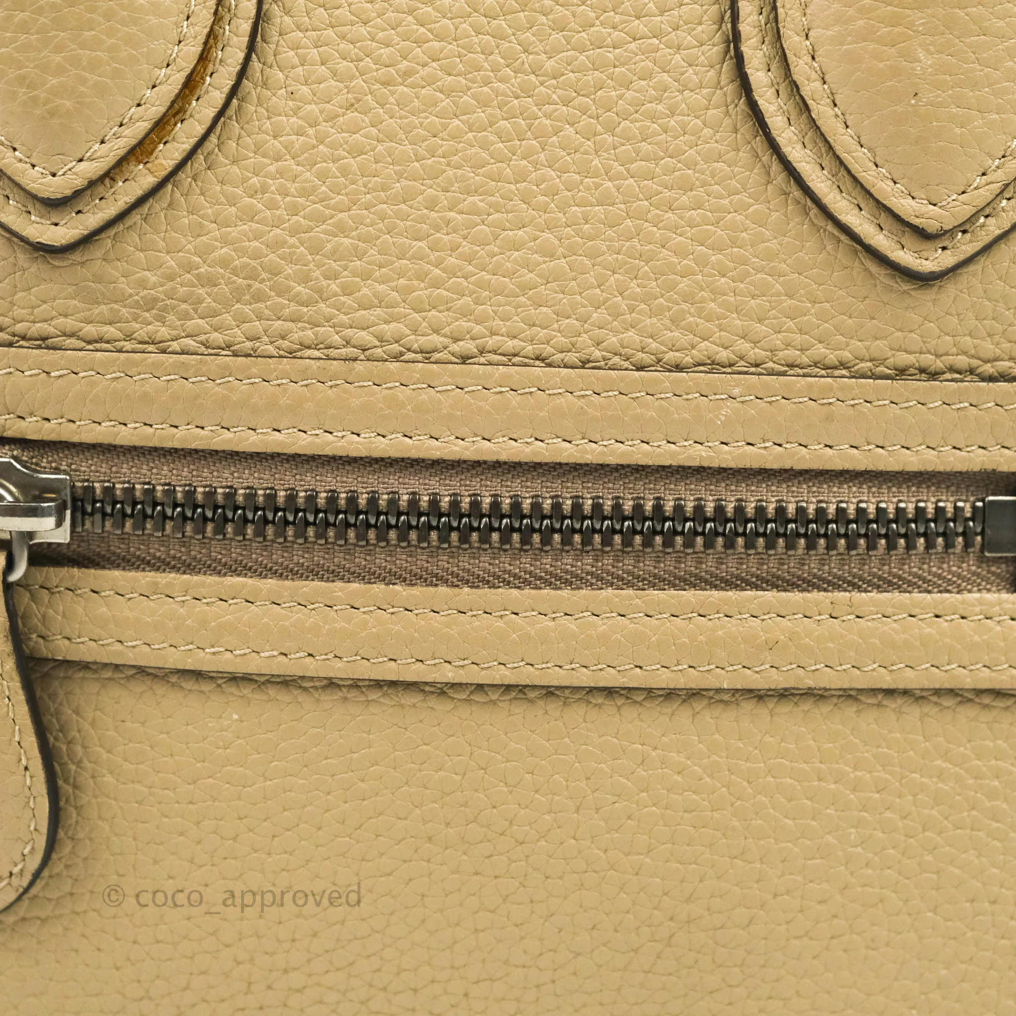 Celine Micro Luggage Handbag Dune Grained Calfskin