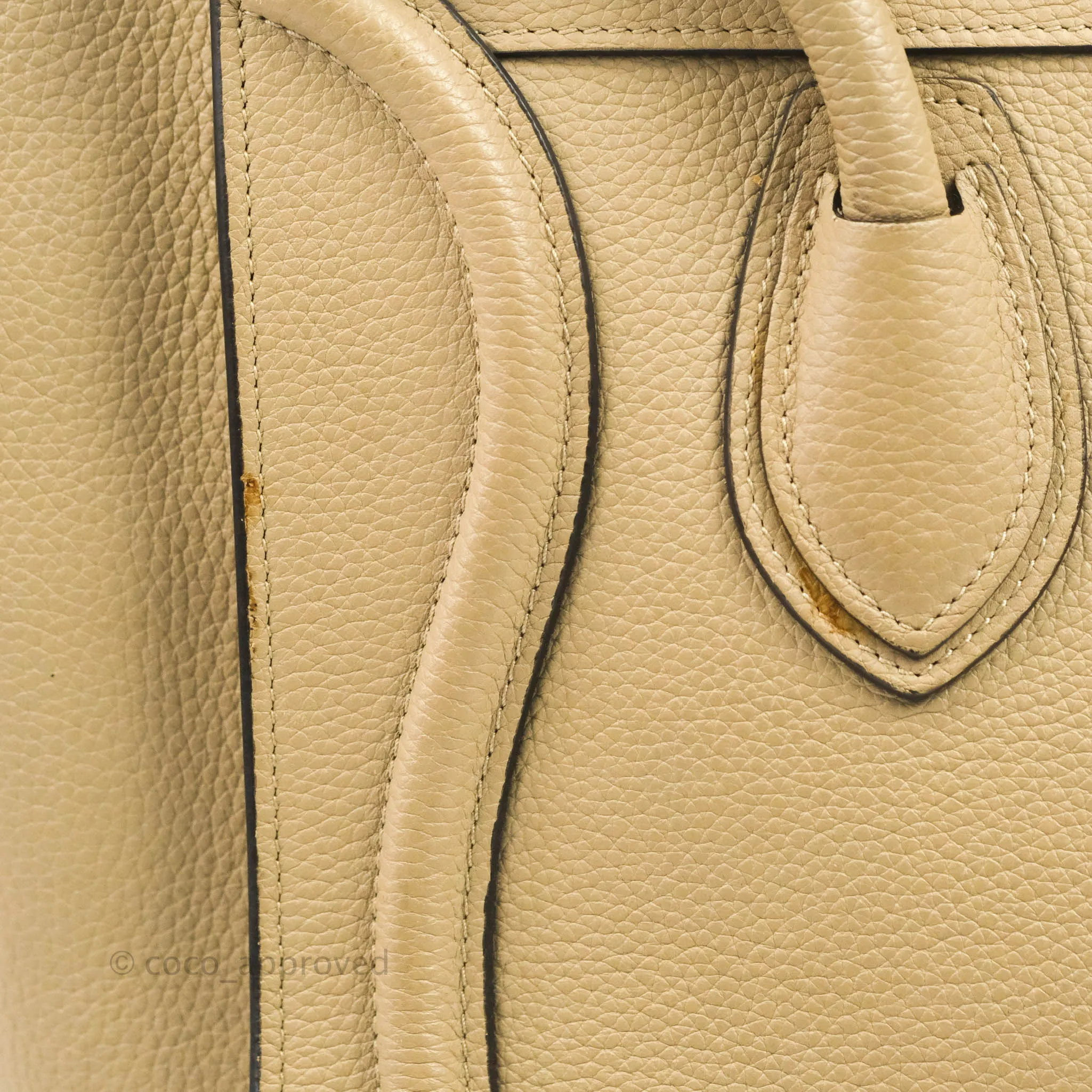Celine Micro Luggage Handbag Dune Grained Calfskin