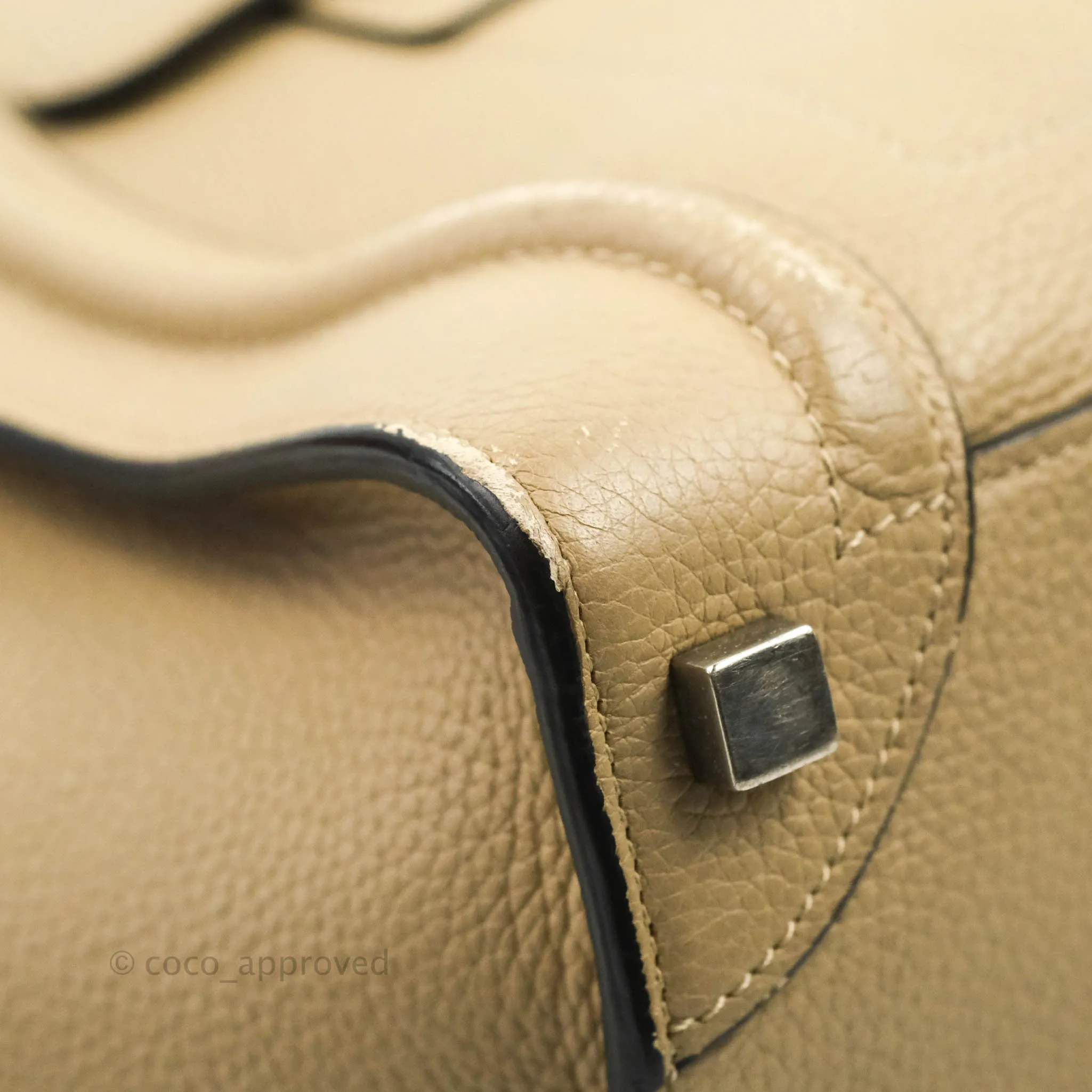Celine Micro Luggage Handbag Dune Grained Calfskin