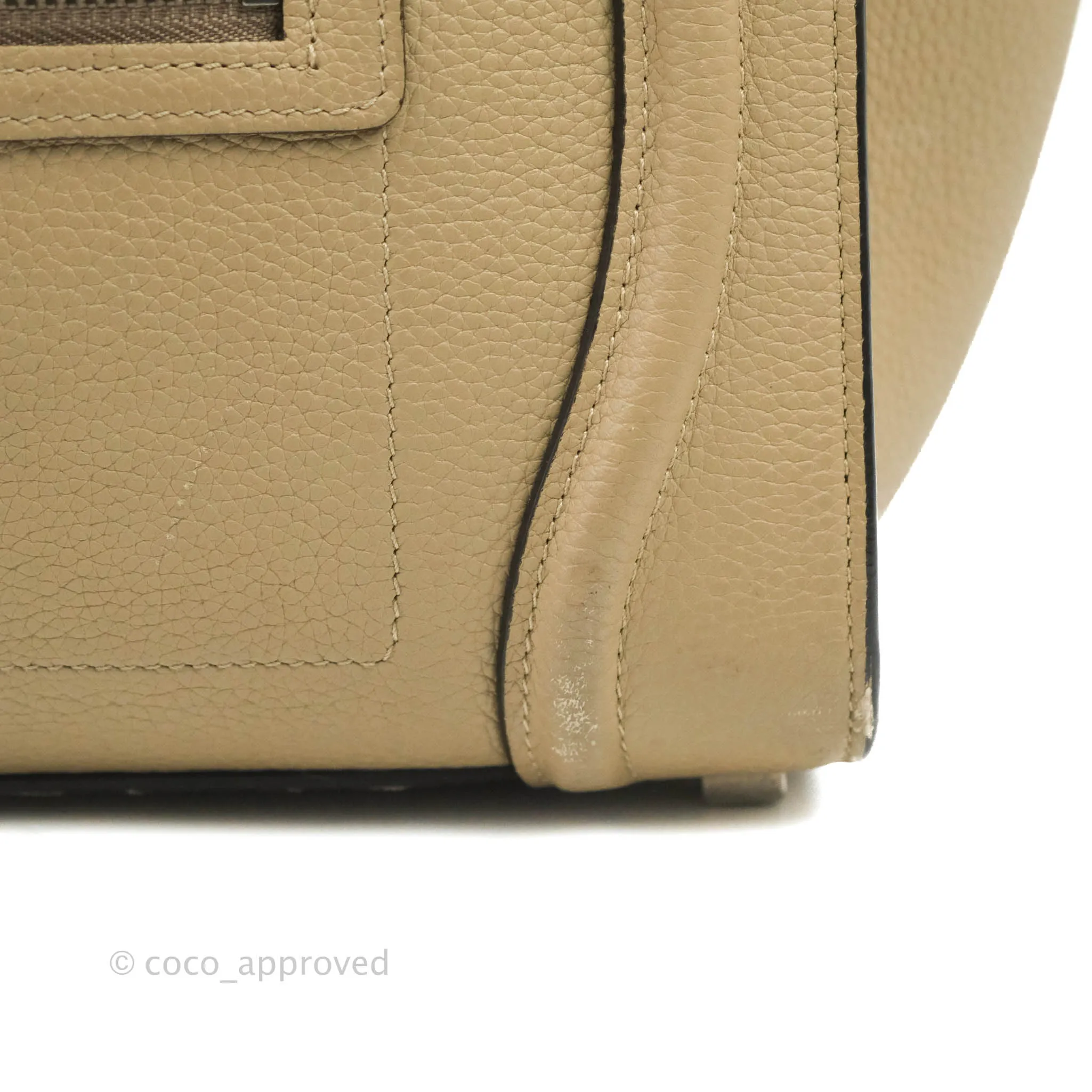Celine Micro Luggage Handbag Dune Grained Calfskin