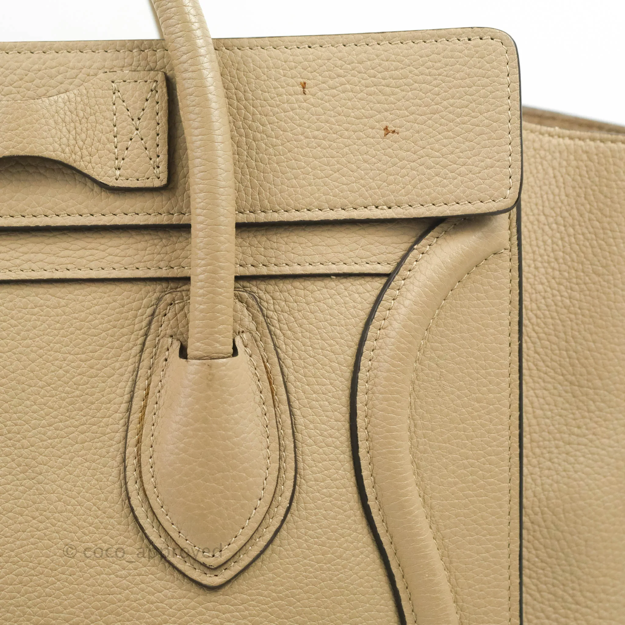 Celine Micro Luggage Handbag Dune Grained Calfskin