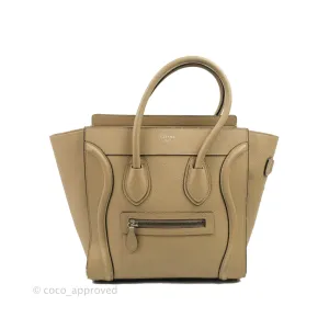 Celine Micro Luggage Handbag Dune Grained Calfskin