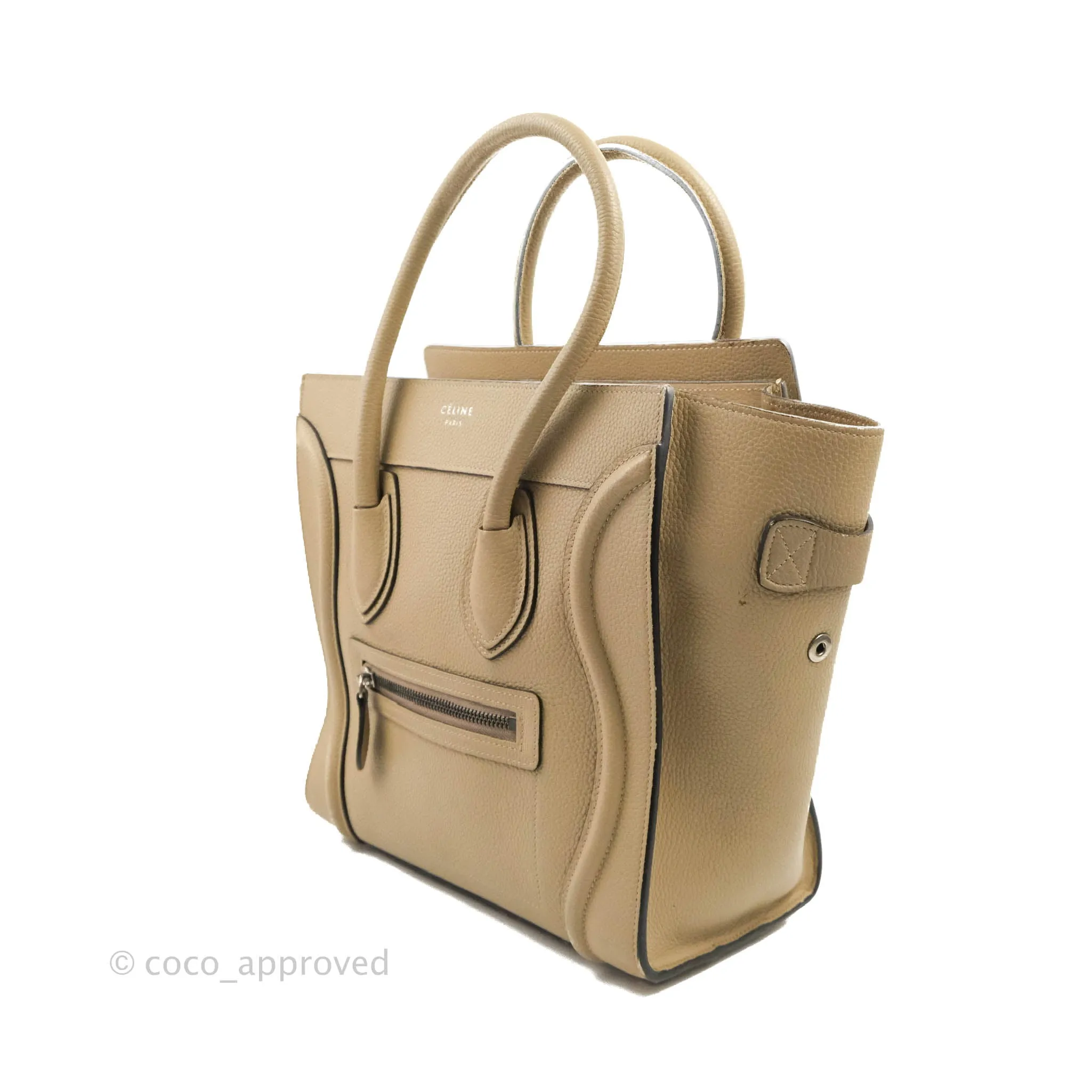 Celine Micro Luggage Handbag Dune Grained Calfskin