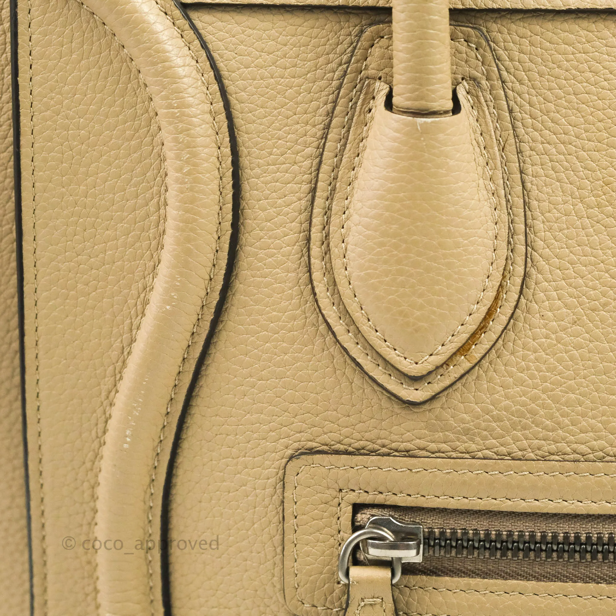 Celine Micro Luggage Handbag Dune Grained Calfskin