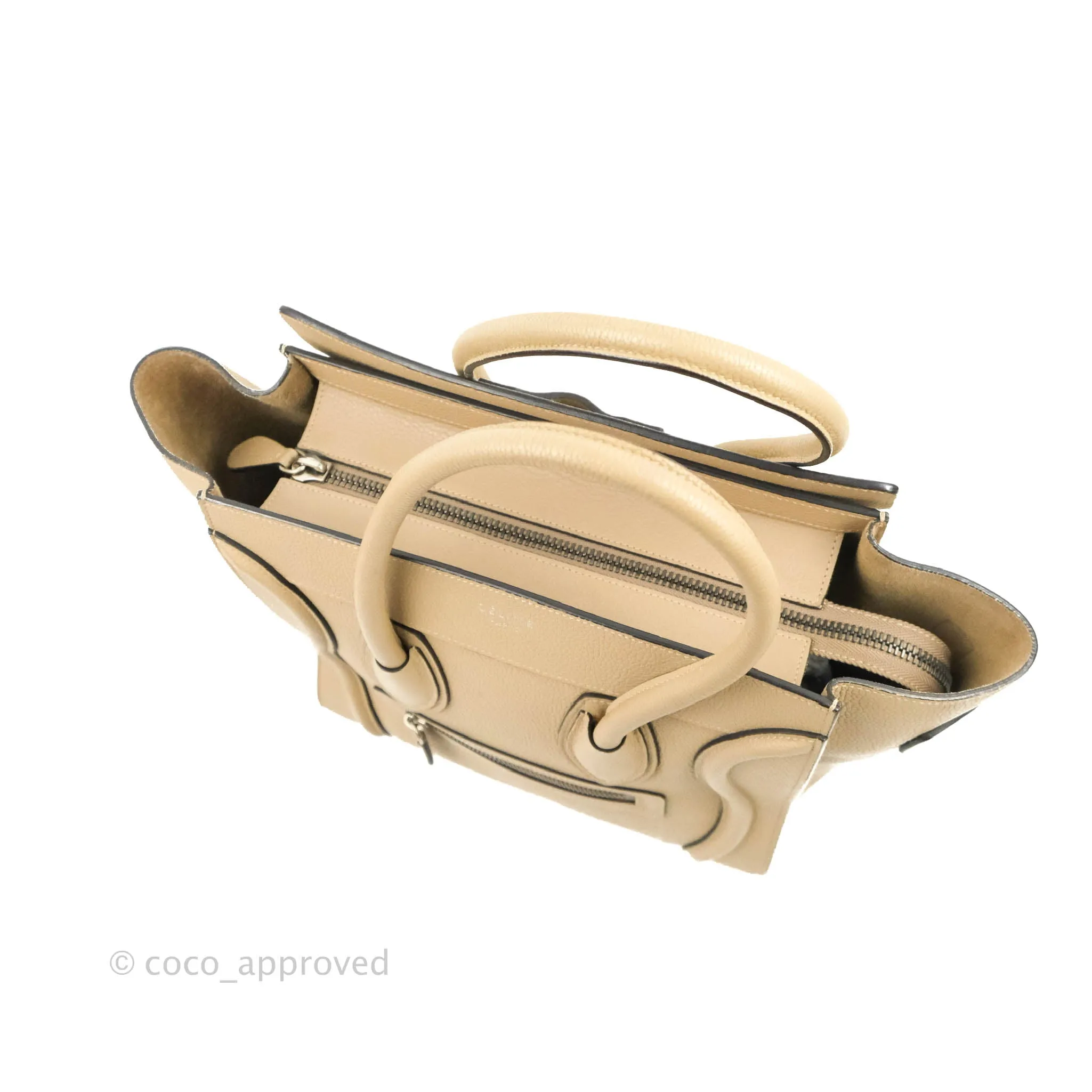 Celine Micro Luggage Handbag Dune Grained Calfskin
