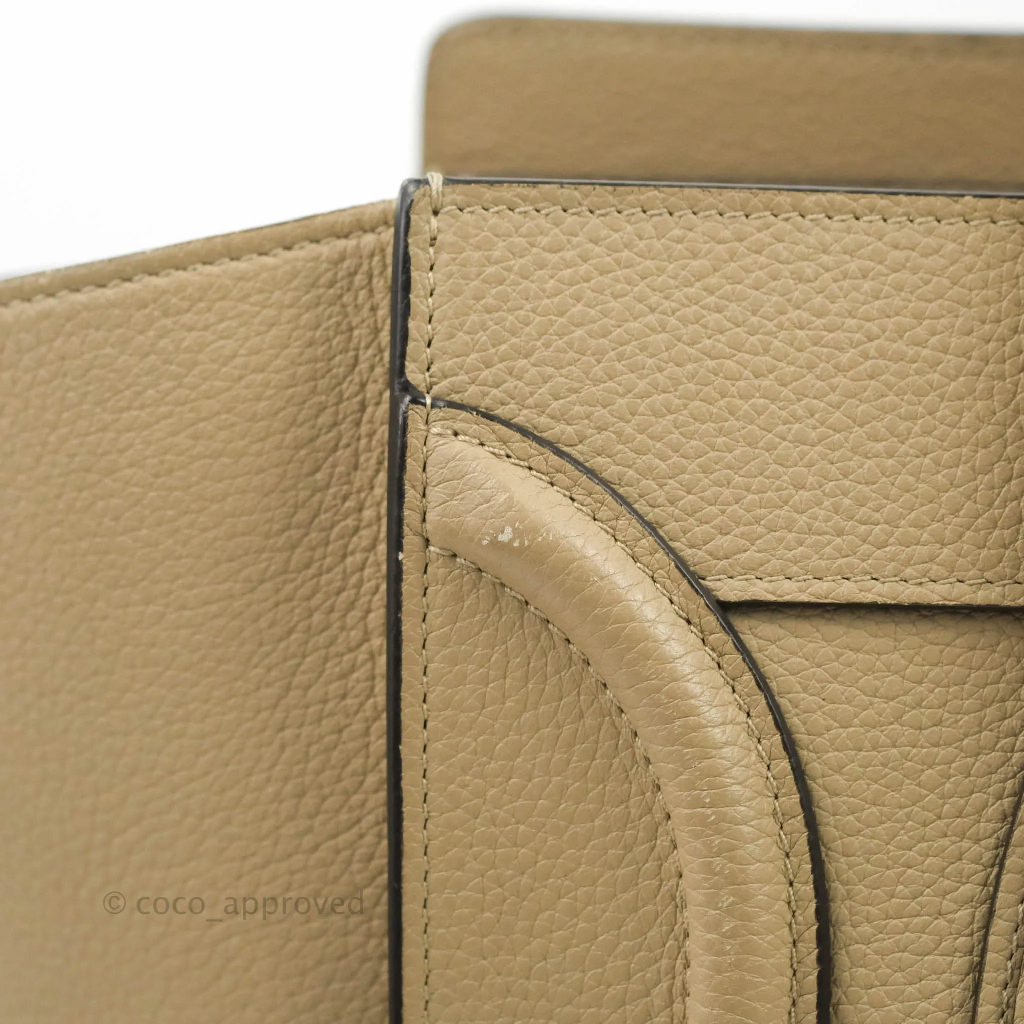 Celine Micro Luggage Handbag Dune Grained Calfskin