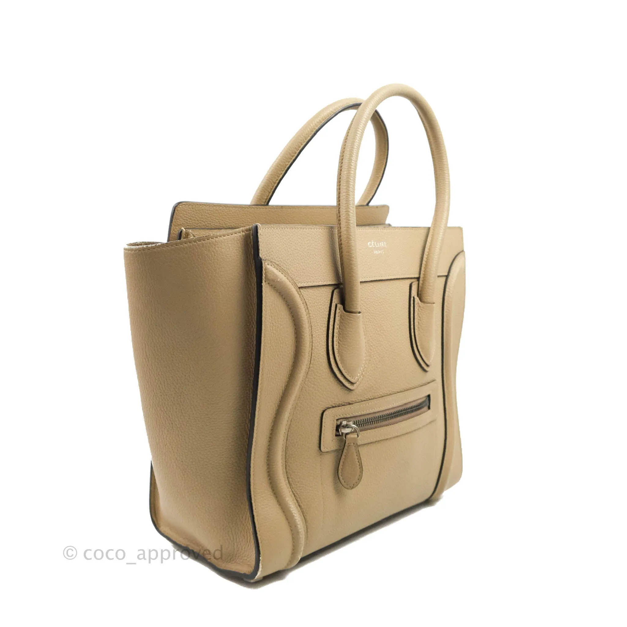 Celine Micro Luggage Handbag Dune Grained Calfskin