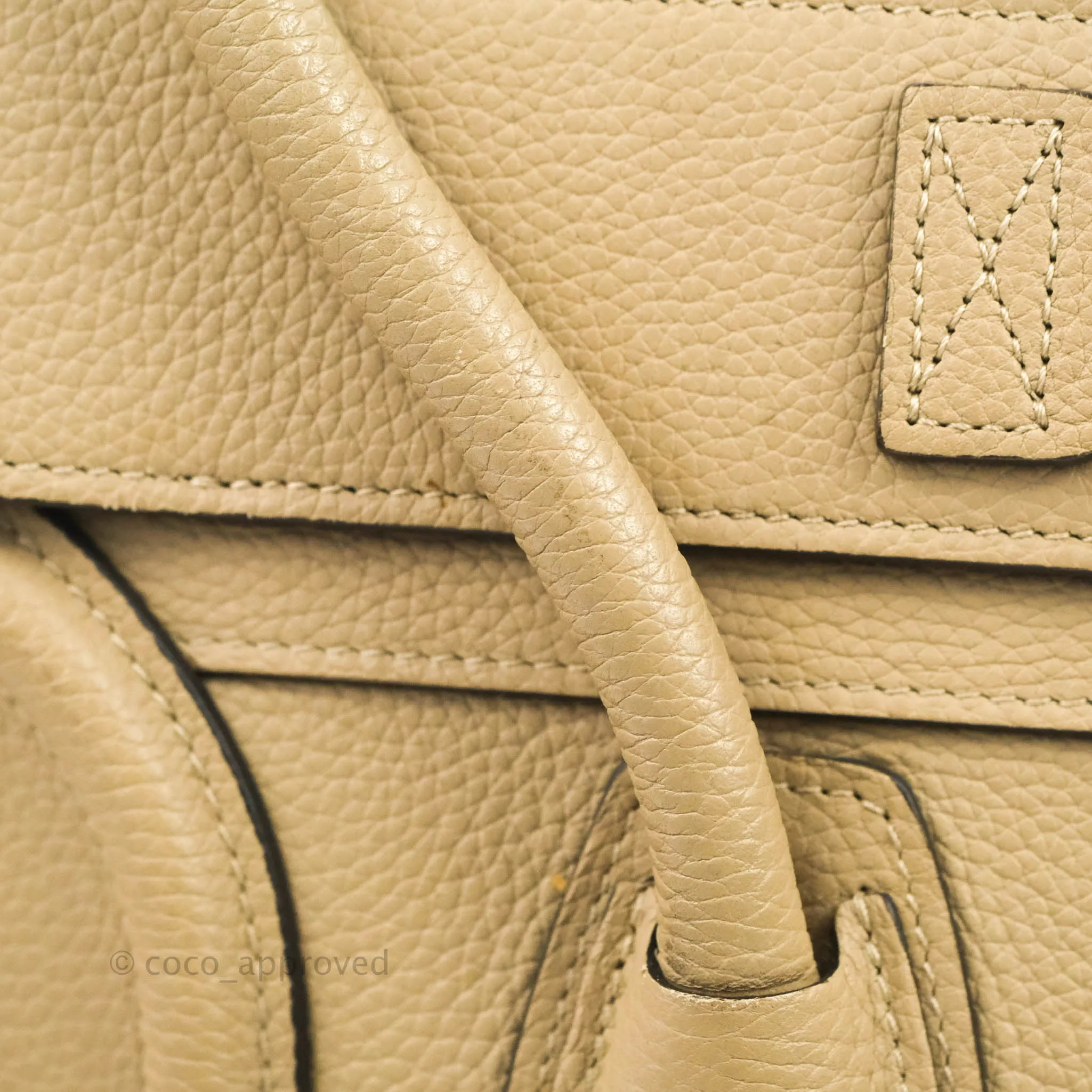 Celine Micro Luggage Handbag Dune Grained Calfskin